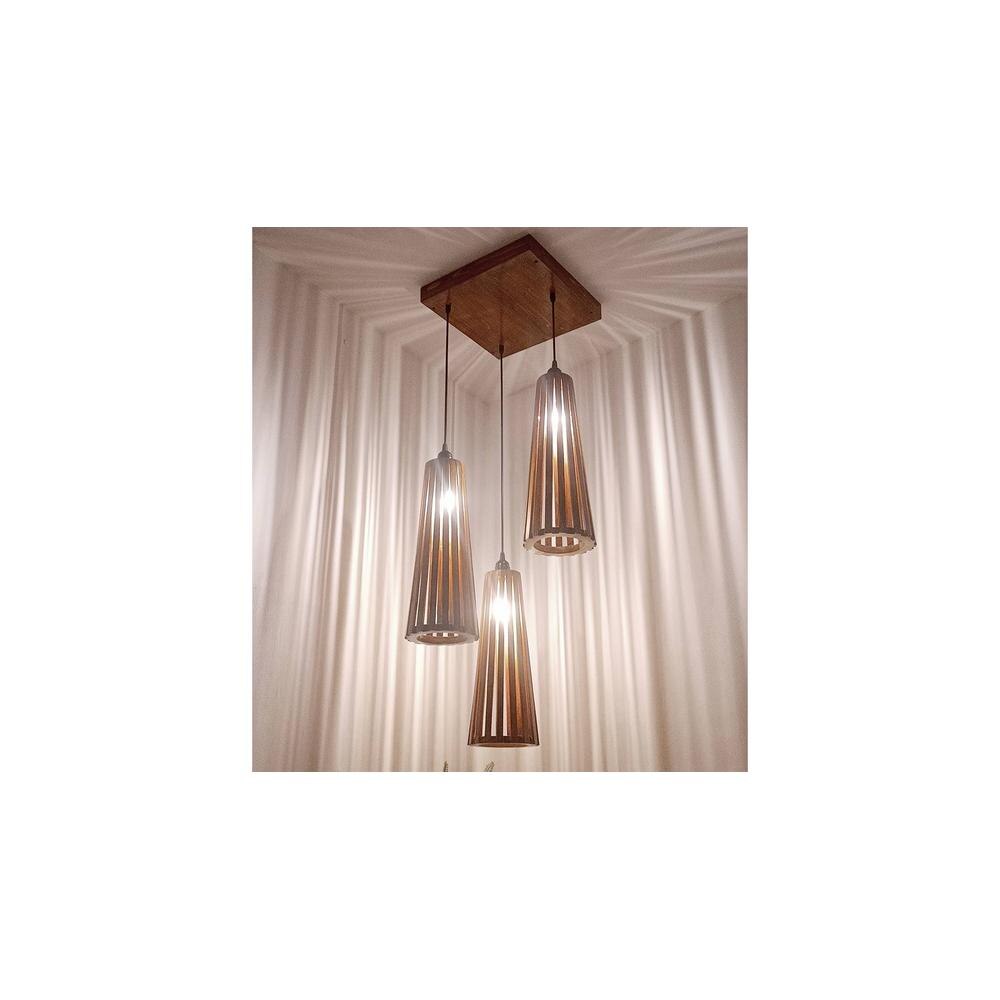 Billet Brown Solid Wood Cluster Hanging Light