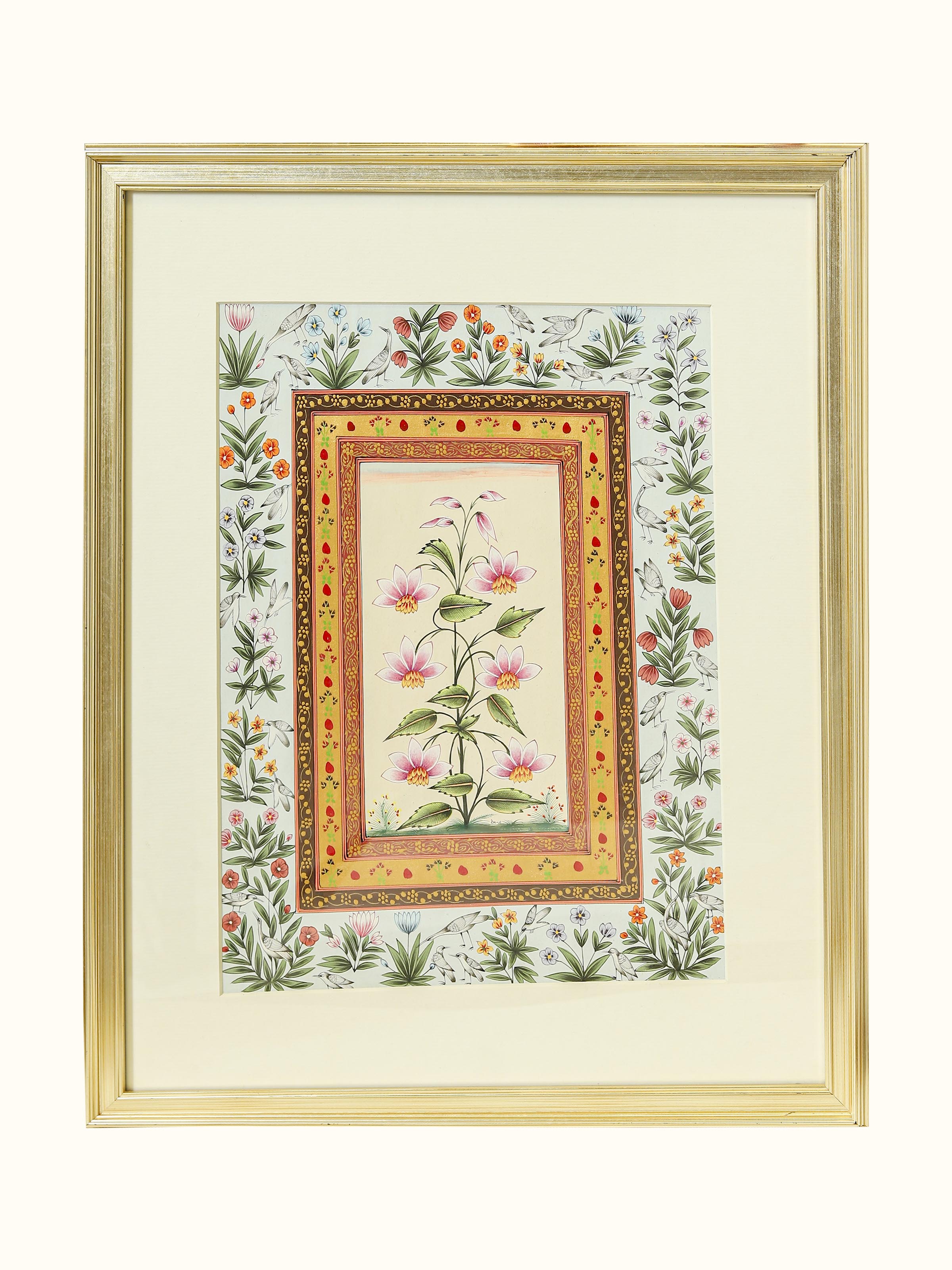 Flower Colorful Border Miniature Painting