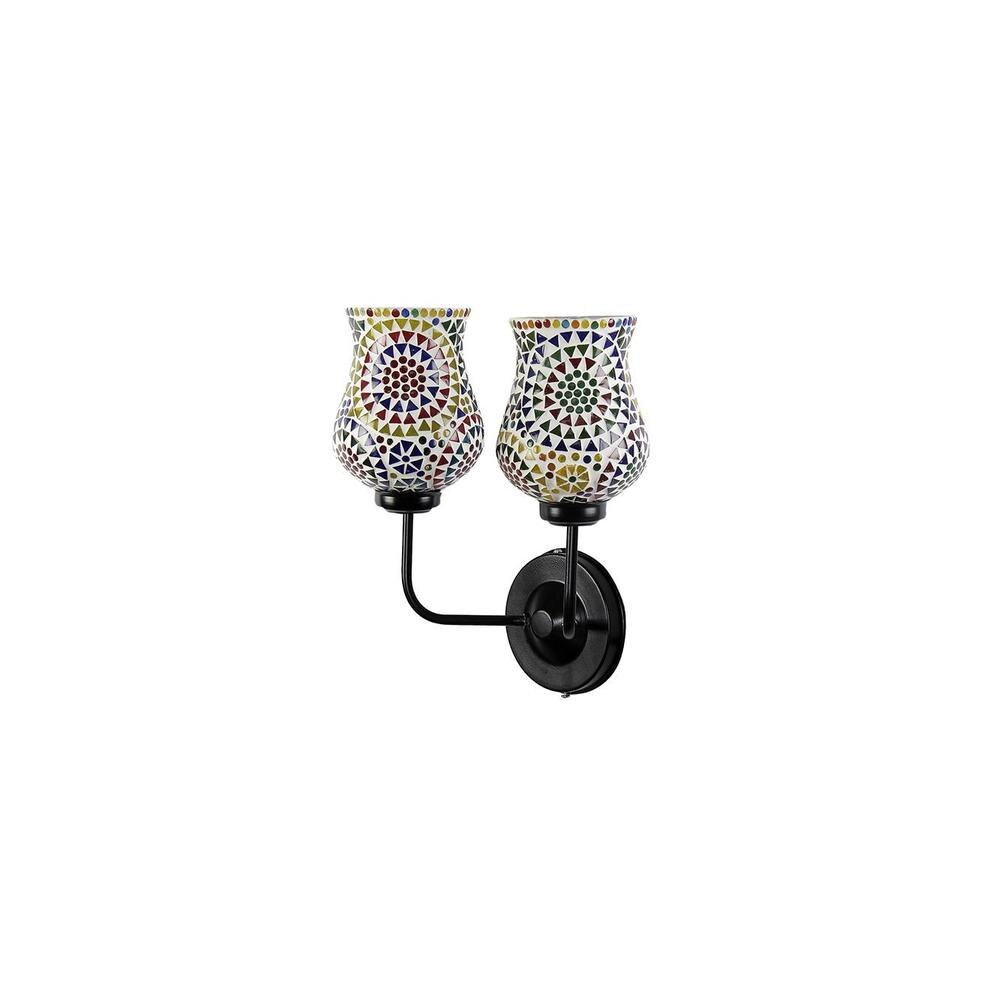 Brooke Dual Multicolor Mosaic Glass Wall Mounted Lamp with Iron Base