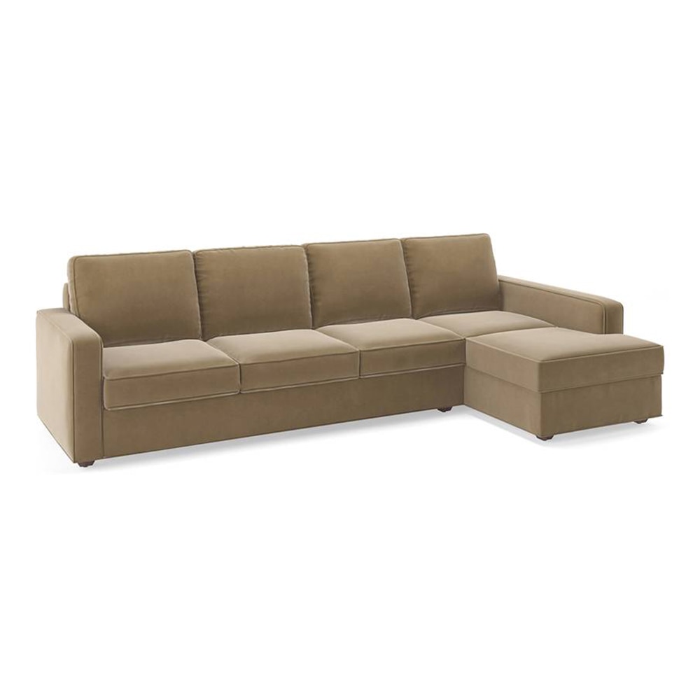 Apollo Sofa (Colour : Fawn Velvet, Cushion : Hard, Back Type : Regular, Seating Capacity : Right Aligned 3 Seater + Right Aligned Chaise)