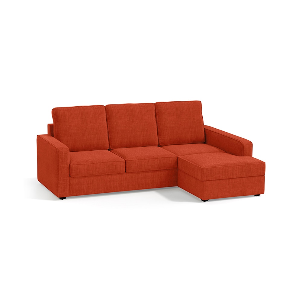 Apollo Sofa (Colour : Lava, Cushion : Soft, Back Type : High Back, Seating Capacity : Right Aligned 2 Seater + Right Aligned Chaise + Ottoman) - Urban Ladder