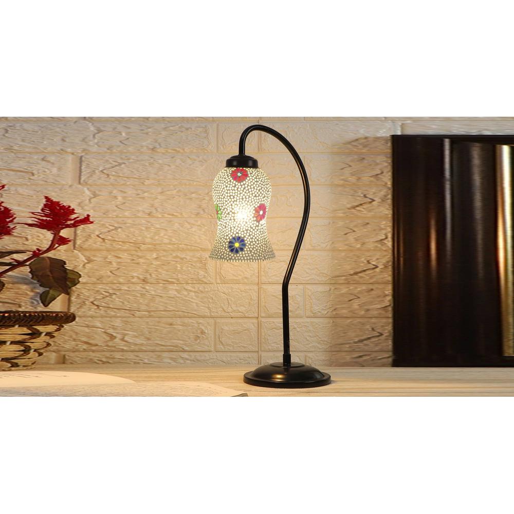 Multicolor Mosaic Glass Curvy Table lamp with Iron Base (EN22)
