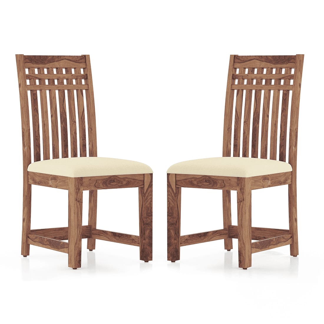 Diego Dining Chair In Teak Finish & Macadamia Brown Colour
