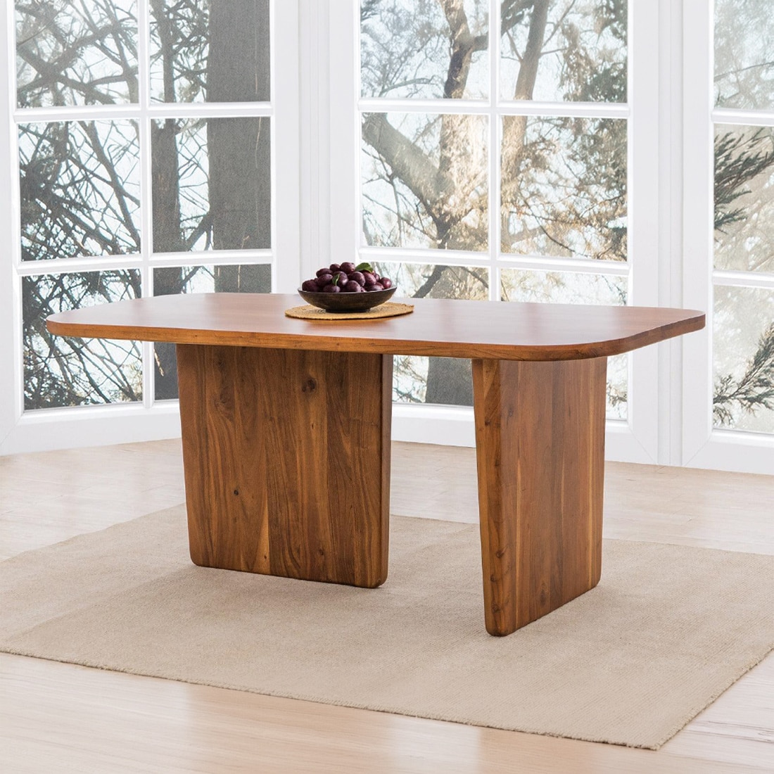 Attica Solid Wood Four Seater Dining Table in Brown Colour - Orange Tree