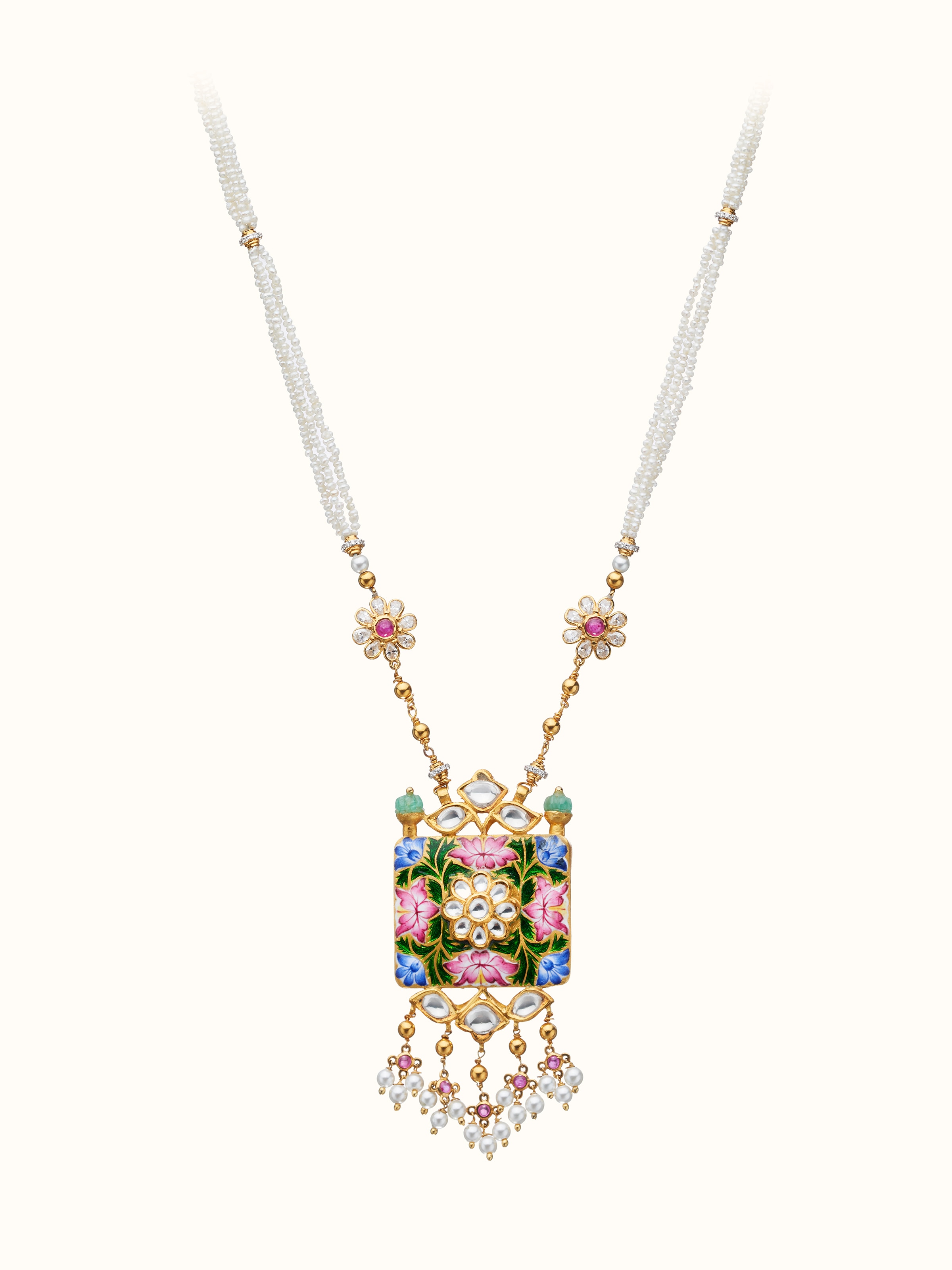 Gulabi Meenakari 22 Karat Gold Collar Necklace