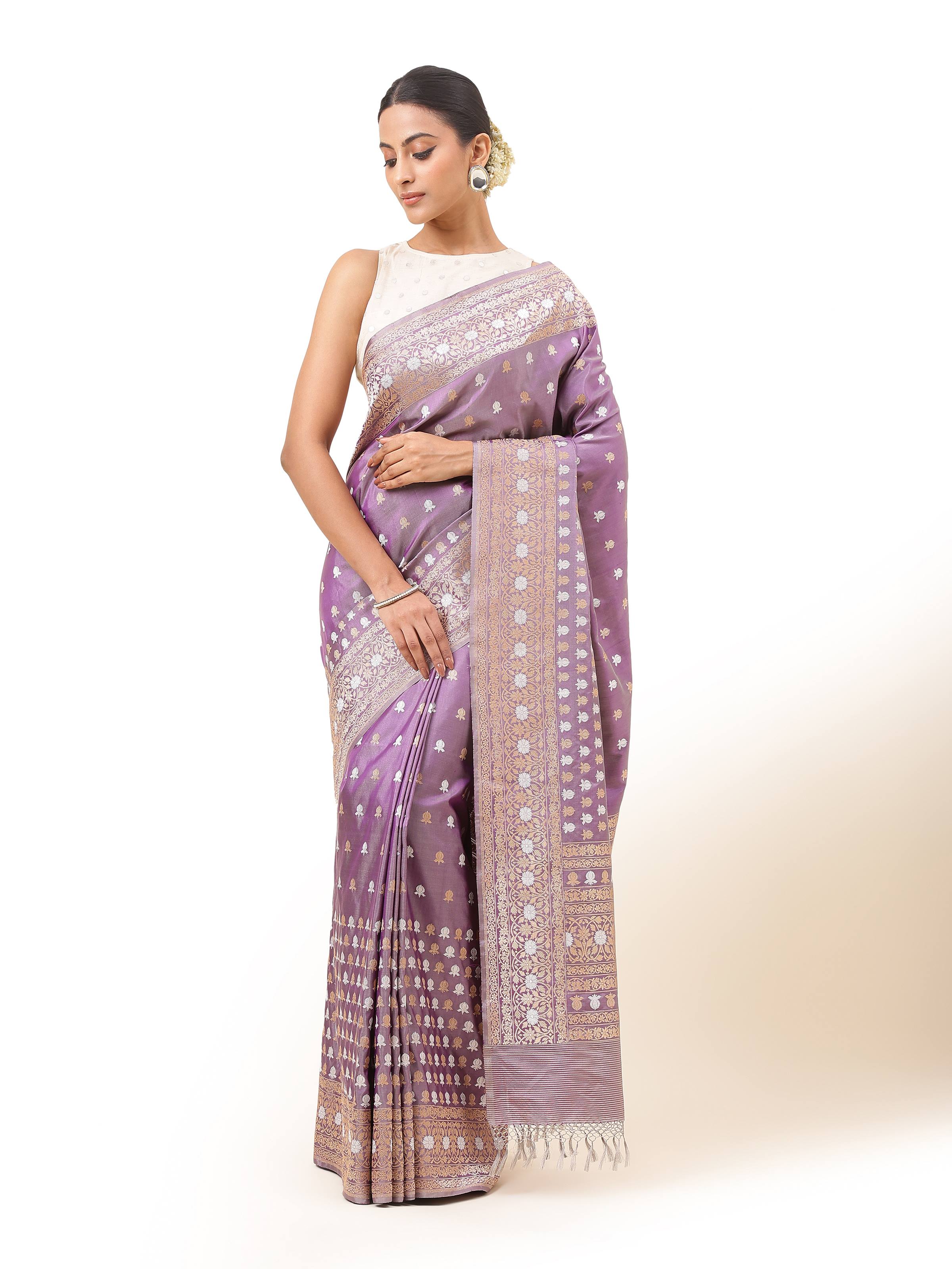 Light Purple Silk Banarasi Saree