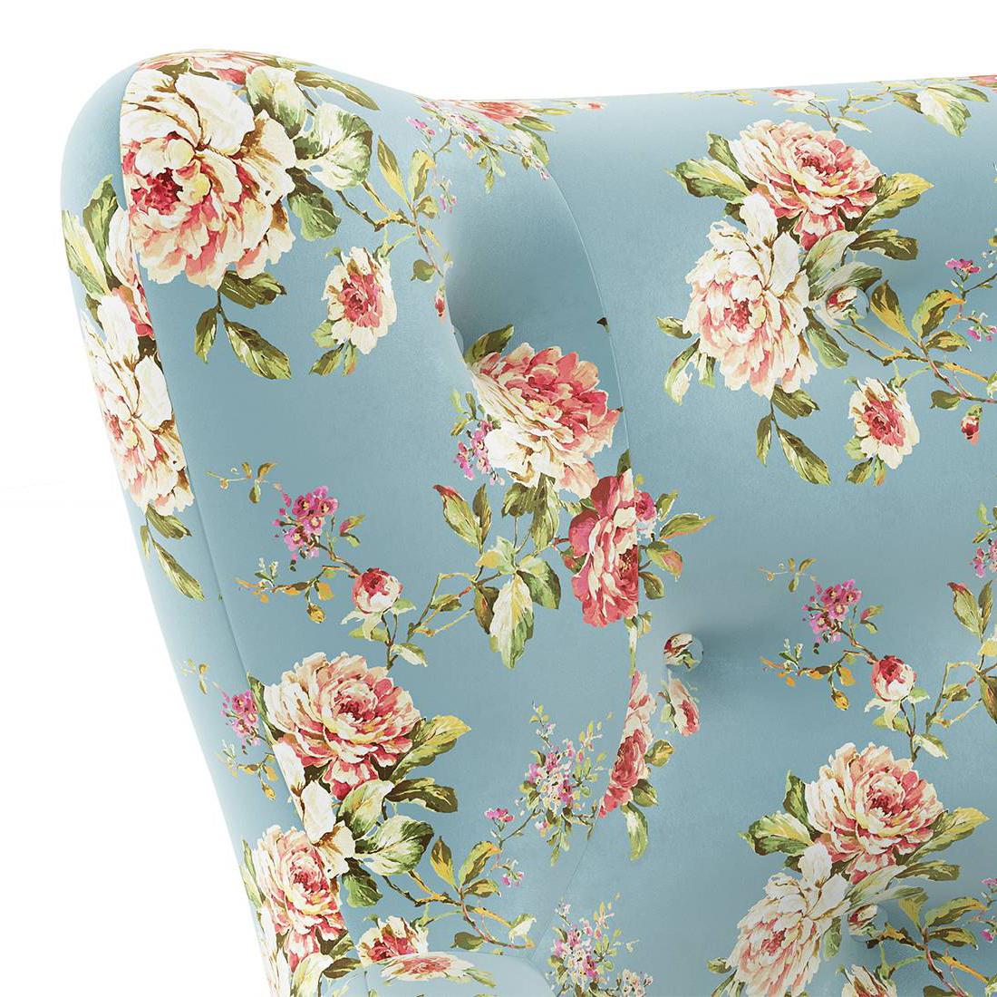 Frida 2 Seater Fabric Loveseat In Dusty Teal Floral Colour