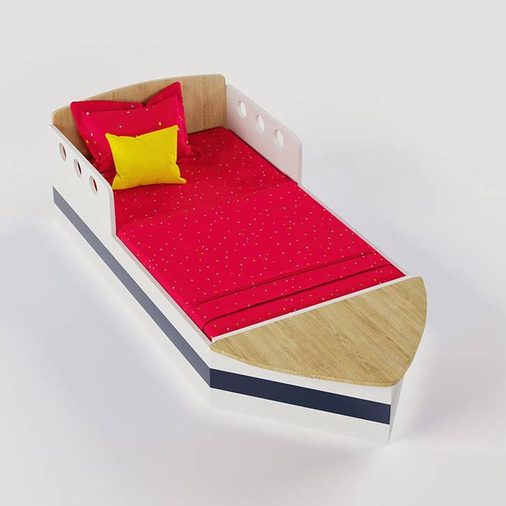 Sweet Sail Engineered Wood Box Bed in White and Oak Colour