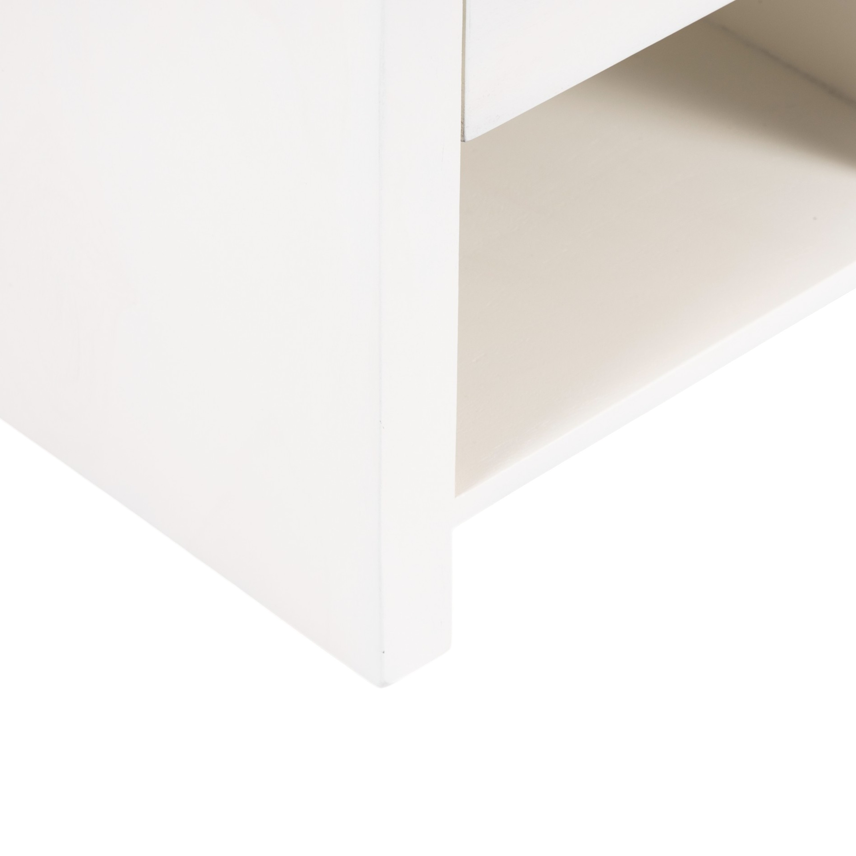 Luxnest Sheesham Wood Accent Bedside Table End Table In White Pu Enamel