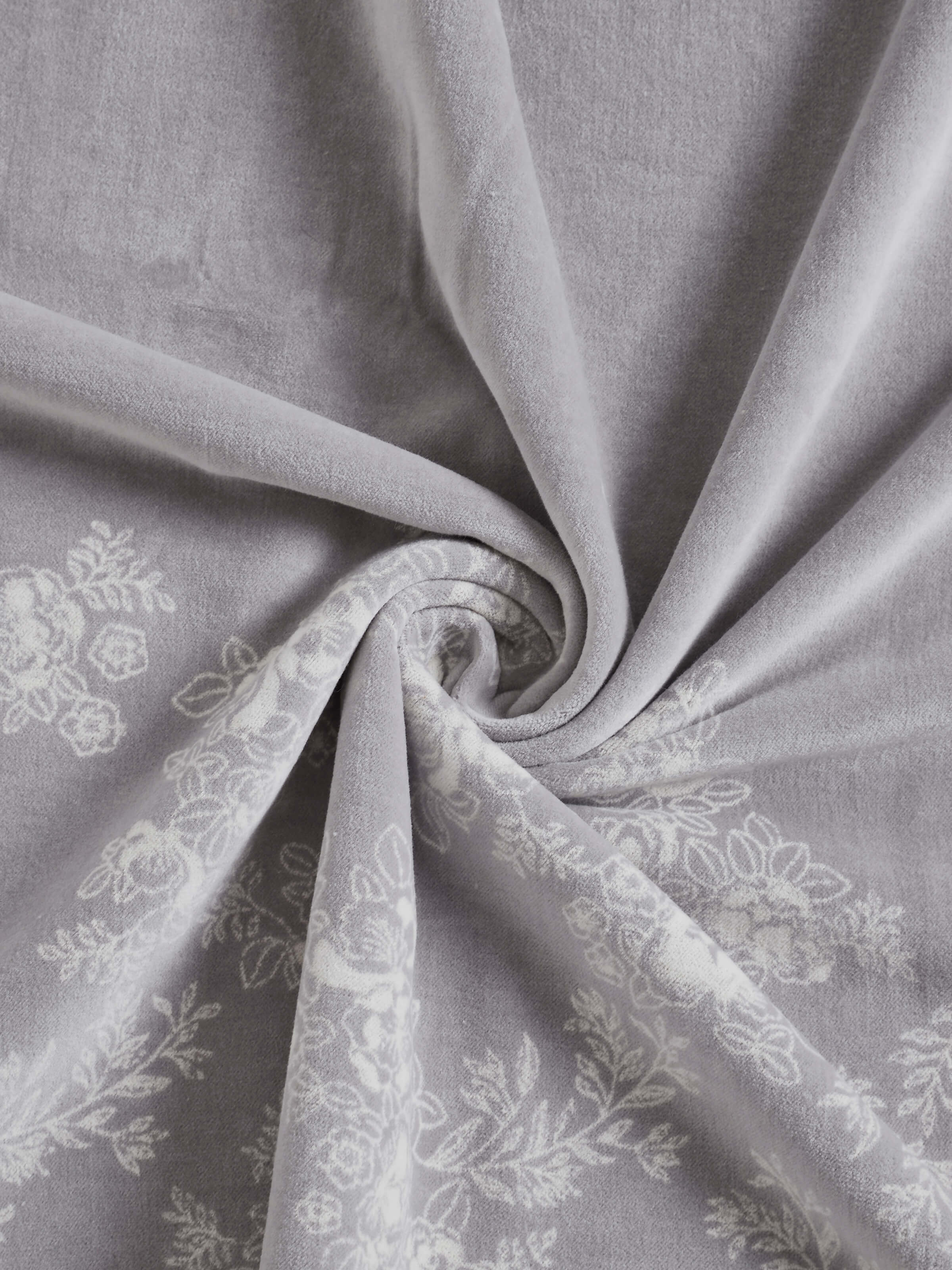 Shivranjini Handblock Printed Light Grey Floral Border Throw