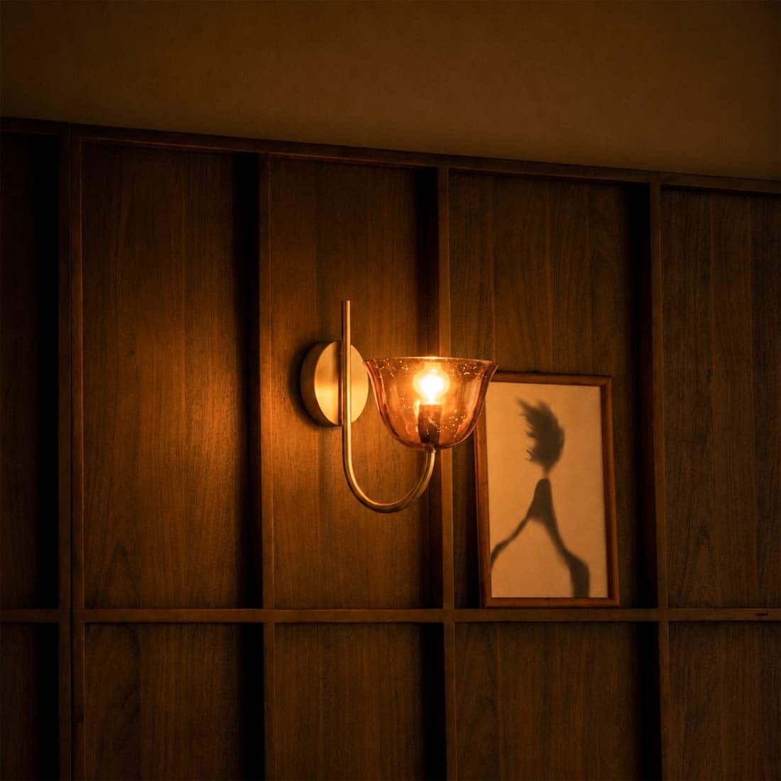 Lior Handicrafted Wall Lamp in Antique Silver Brass finish and Amber Colour - Orange Tree