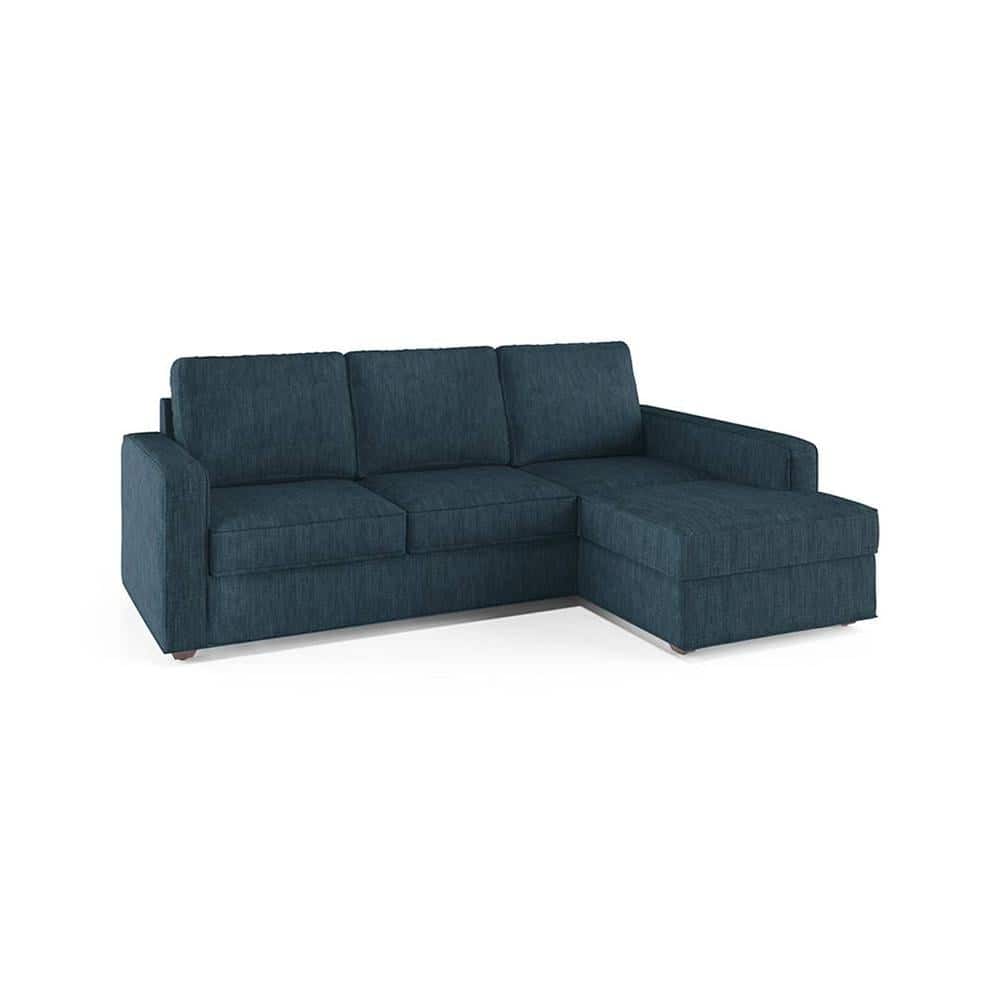 Apollo Sofa (Colour : Indigo Blue, Cushion : Soft, Back Type : Regular, Seating Capacity : Right Aligned 2 Seater + Right Aligned Chaise + Ottoman)