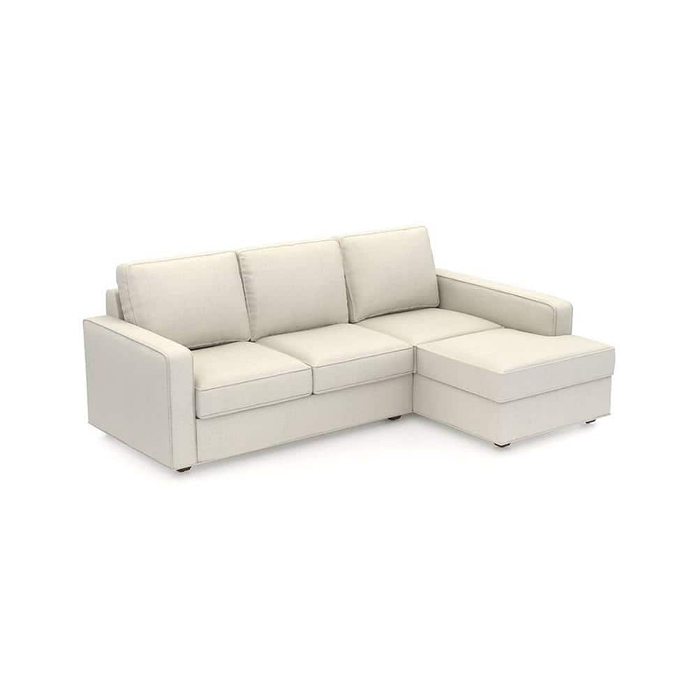 Apollo Sofa (Colour : Pearl, Cushion : Hard, Back Type : Regular, Seating Capacity : Right Aligned 2 Seater + Right Aligned Chaise + Ottoman)