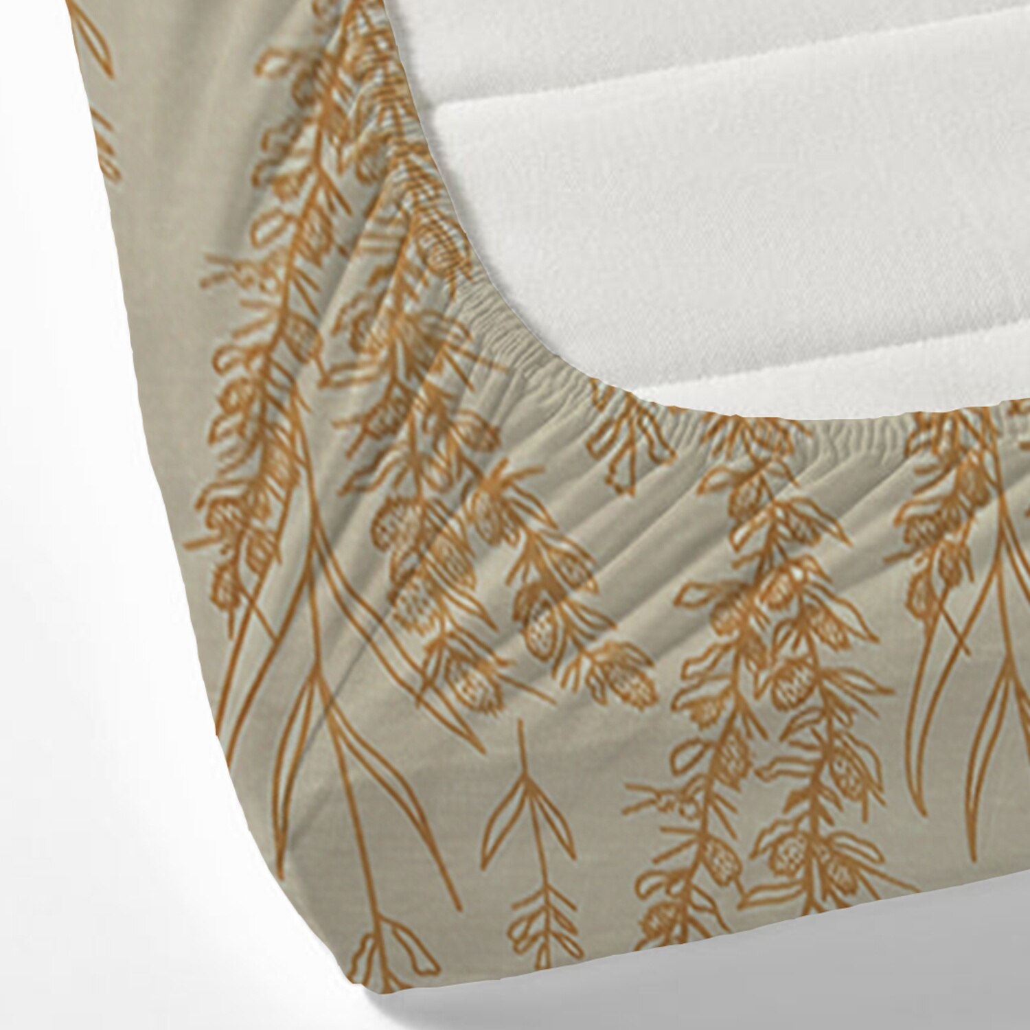 Beige Floral 180 TC Fitted 1 King  Bedsheet with 2 Pillow Covers