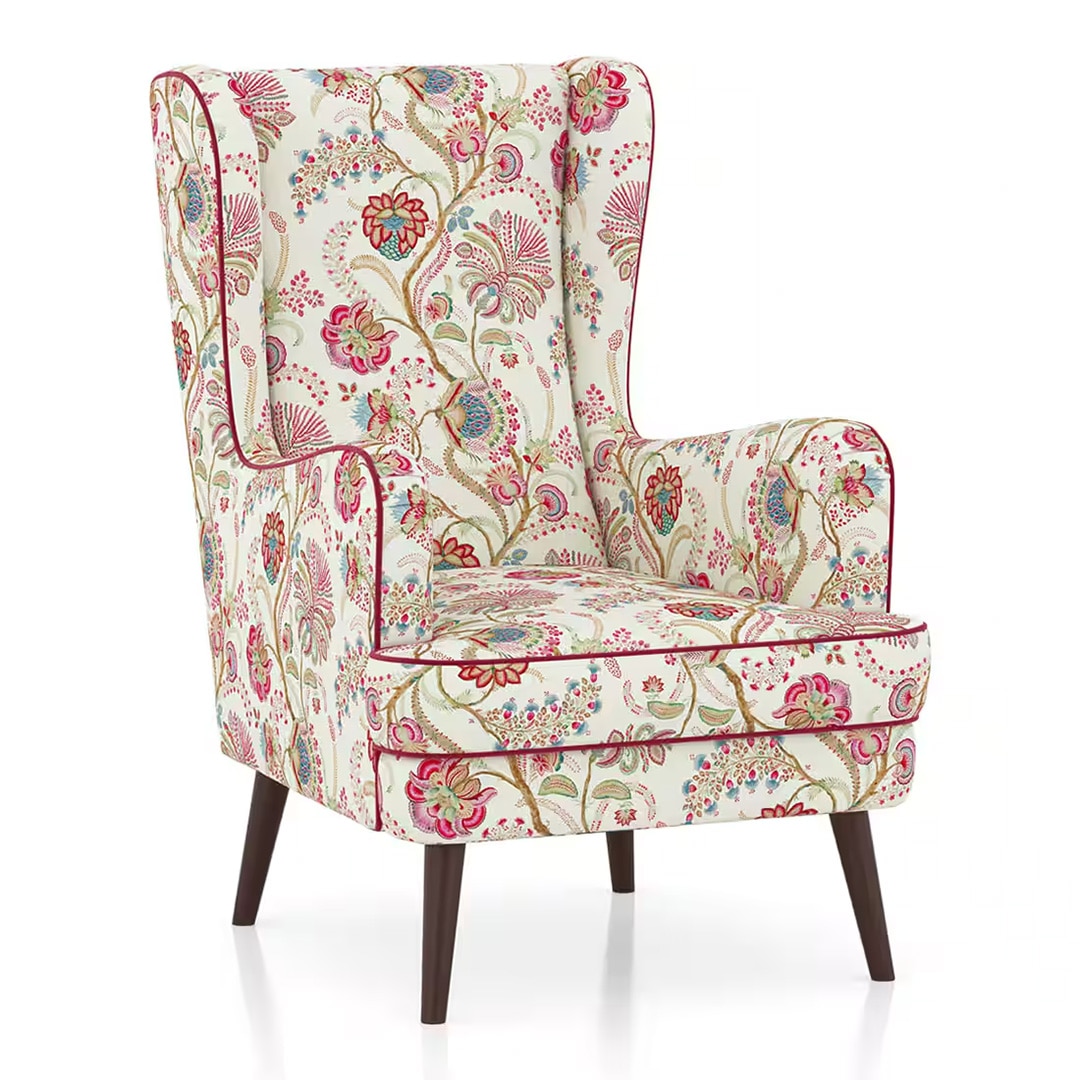 Genoa Lounge Chair In Viva bloom premium cotton Colour