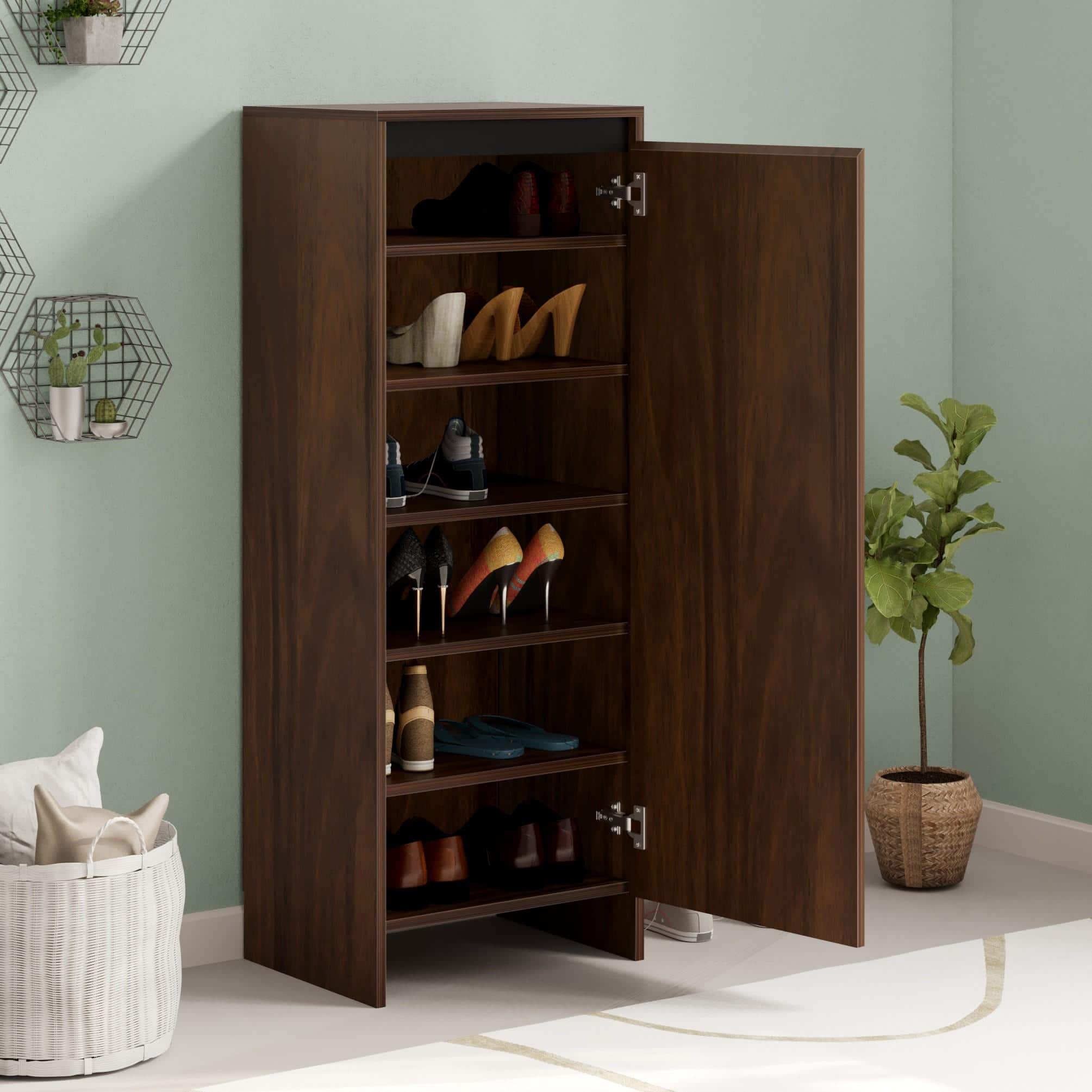 Mavis Engineered Wood Shoe Rack In Brown Maple Finish