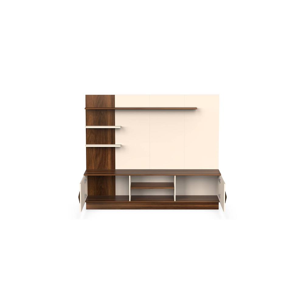 Rowlet Large Engineering Wood Floor Standing TV Entertainment Unit Set Top Box Stand/TV Cabinet with Shelves for Books & Décor Display Unit Bed Living Room Upto 55 Inches (Brown Maple & Beige)