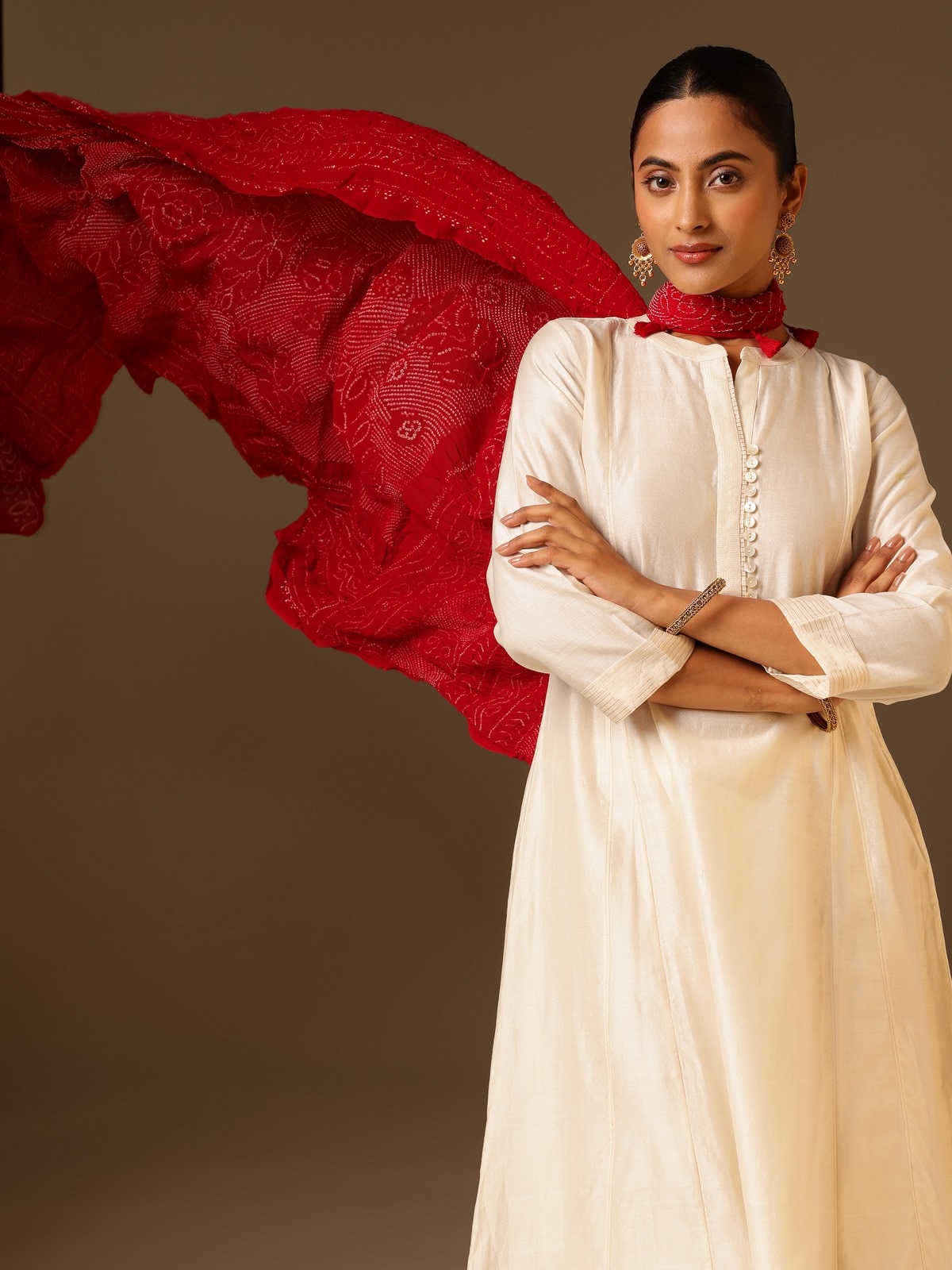 Red Georgette Bandhani Tie & Dye Dupatta