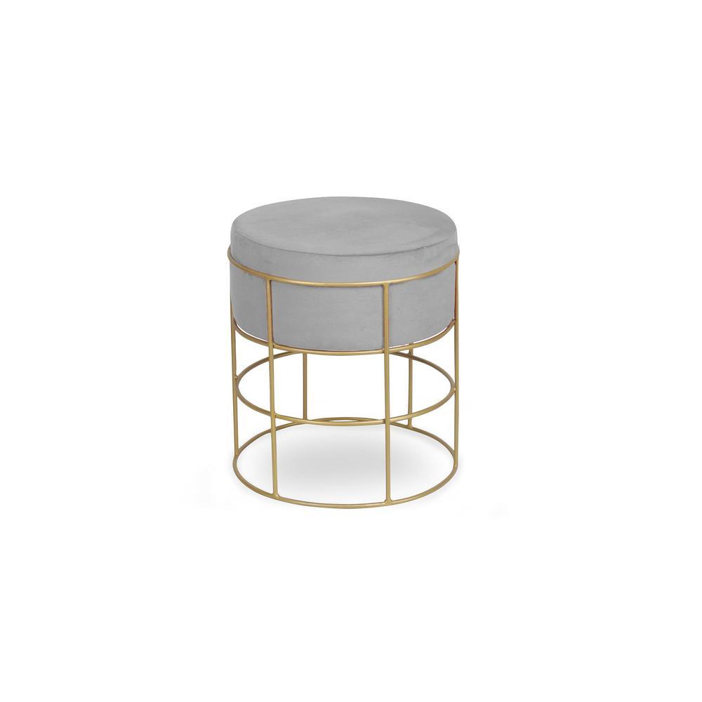 Caden Solid Wood  Ottomon in  Grey Colour