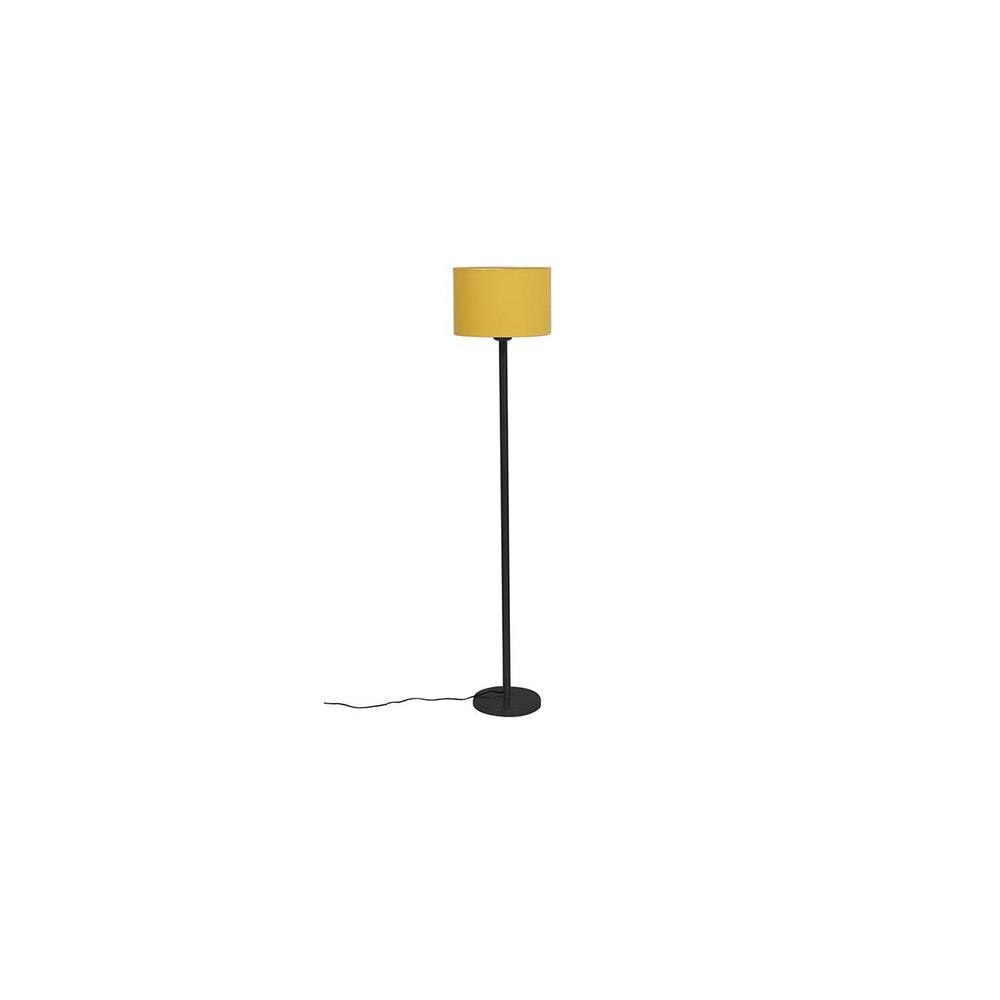 Krew Yellow Fabric Shade Floor Lamp with Black Iron Base