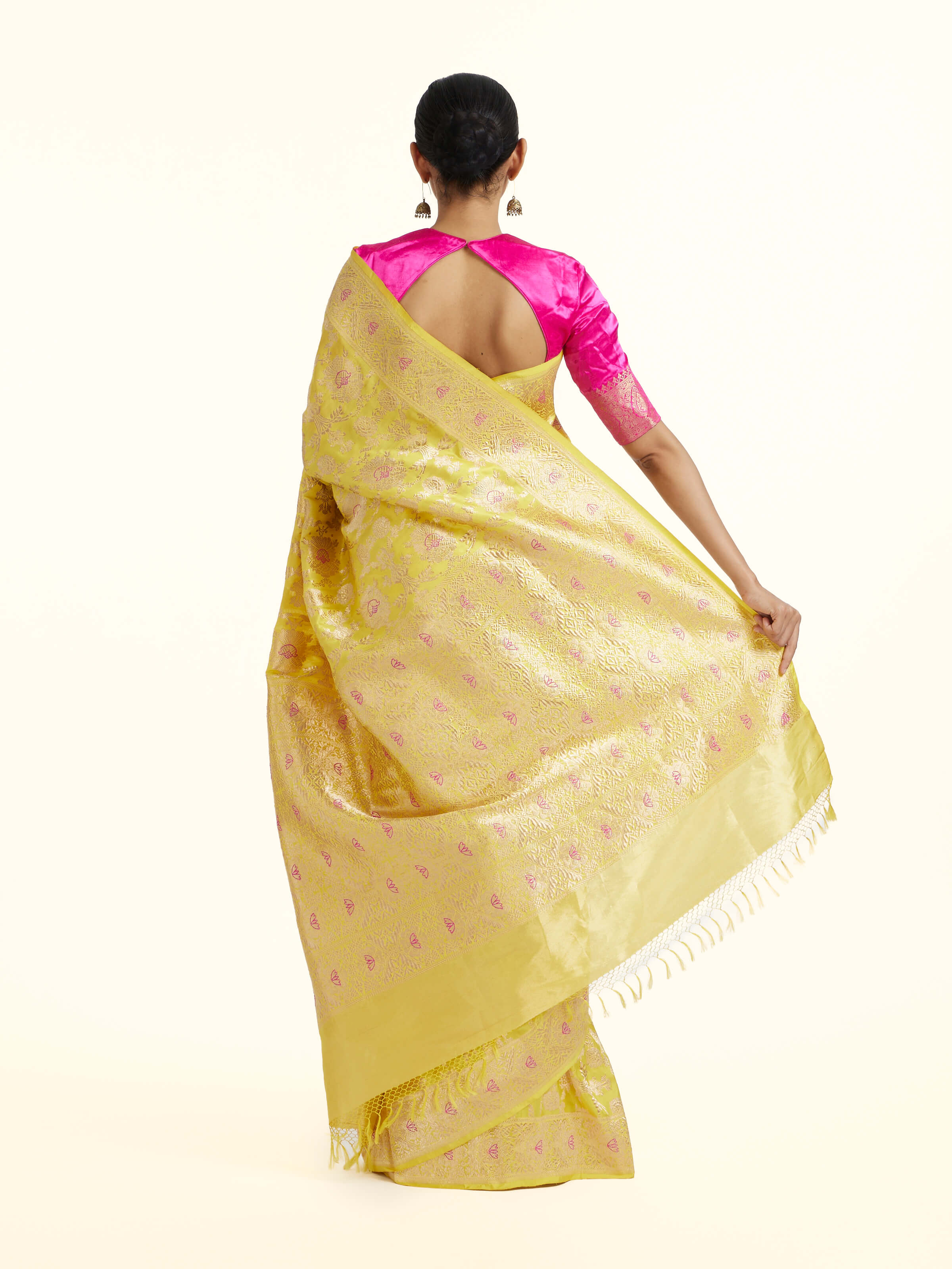 Yellow Mulberry Katan Silk Banarasi Saree