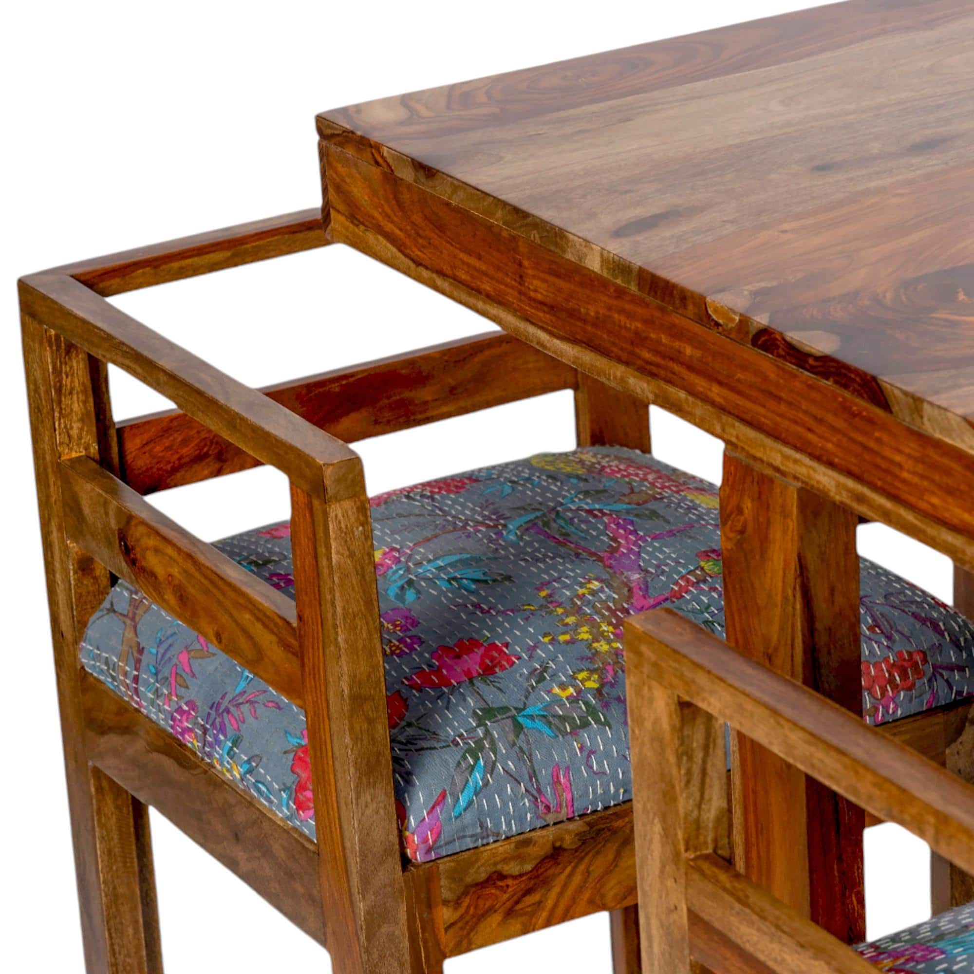 Kingston Sheesham Wood 4 seater Dining Table Set in Teak Finish