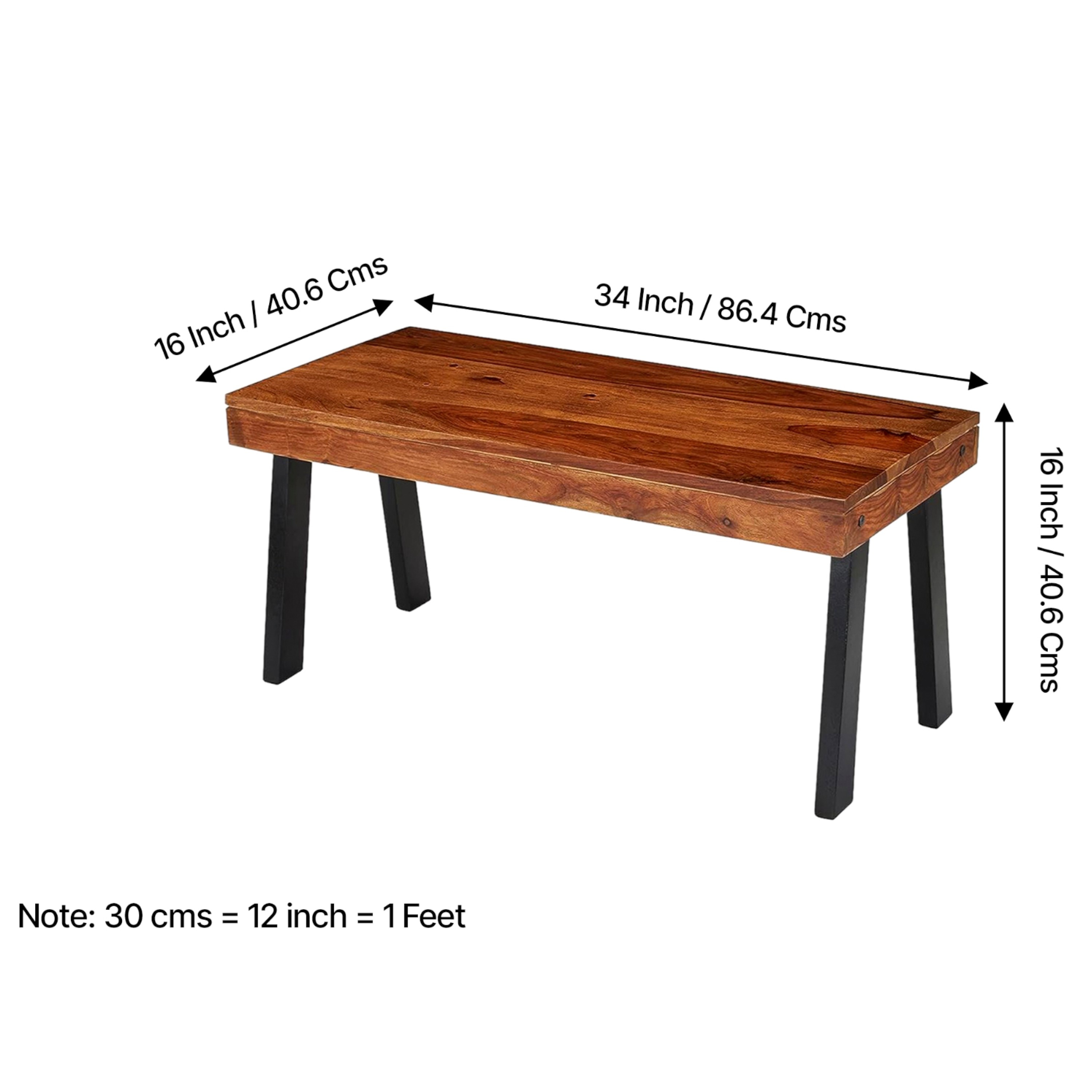 Mayfield Sheesham Wood Contemporary Rectangle Coffee Table In Natural Teak Finish