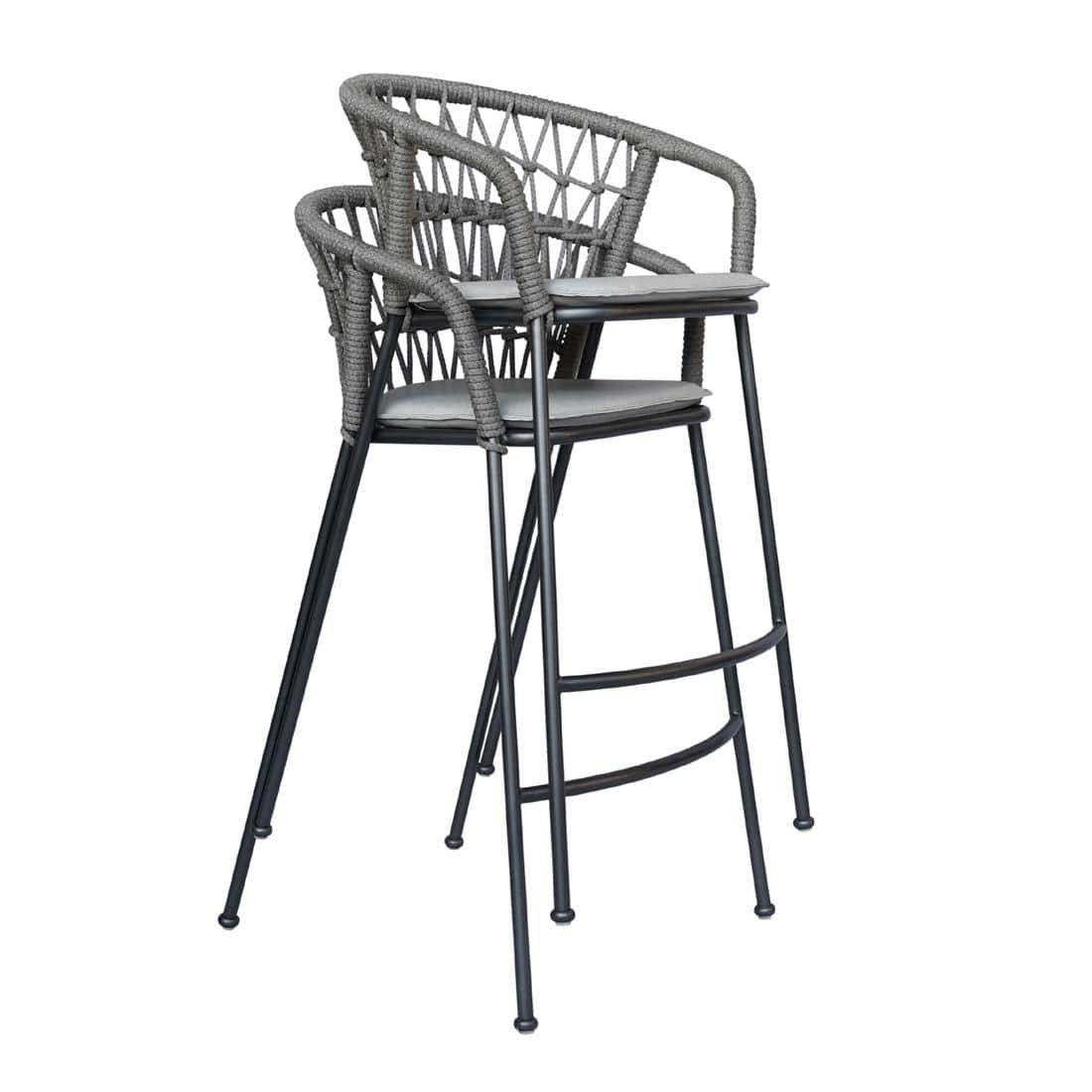 Jordan Bar Stool Weaving Gun Metal in Grey