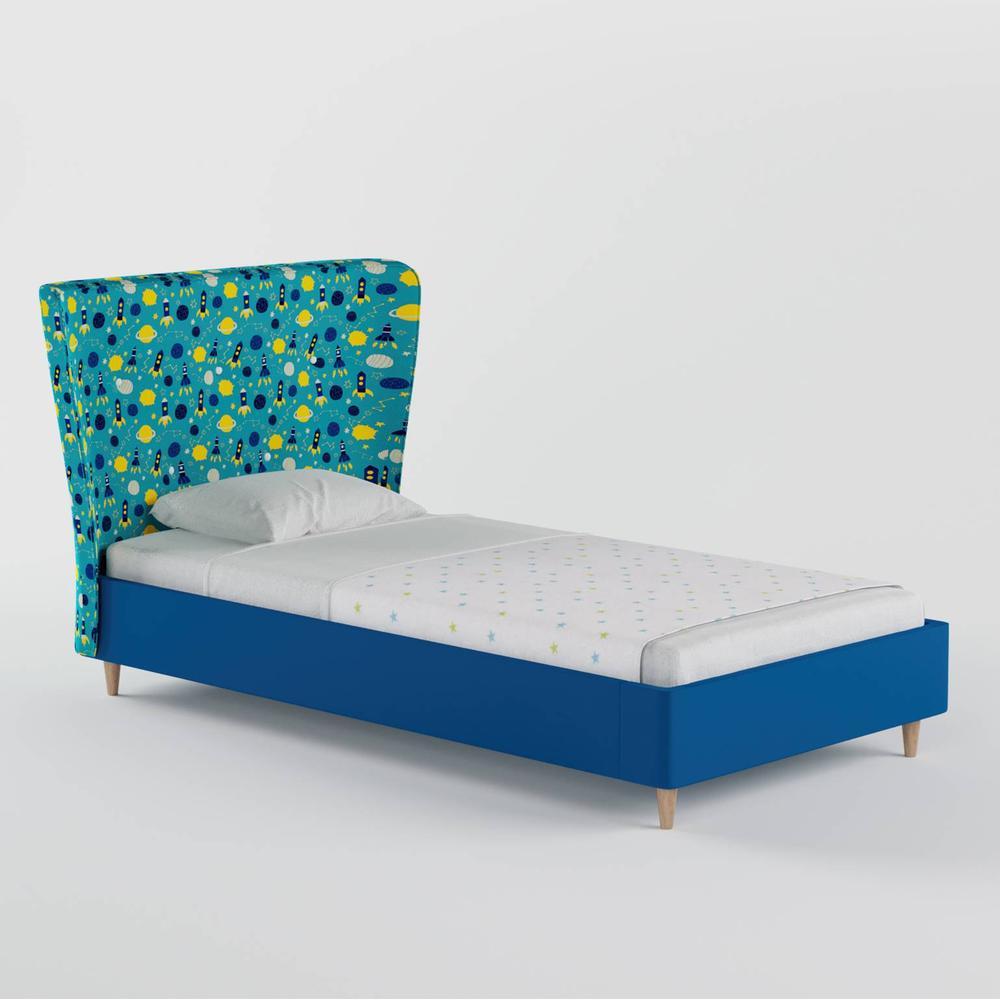 Doodle Engineered Wood Bed in Blue Colour