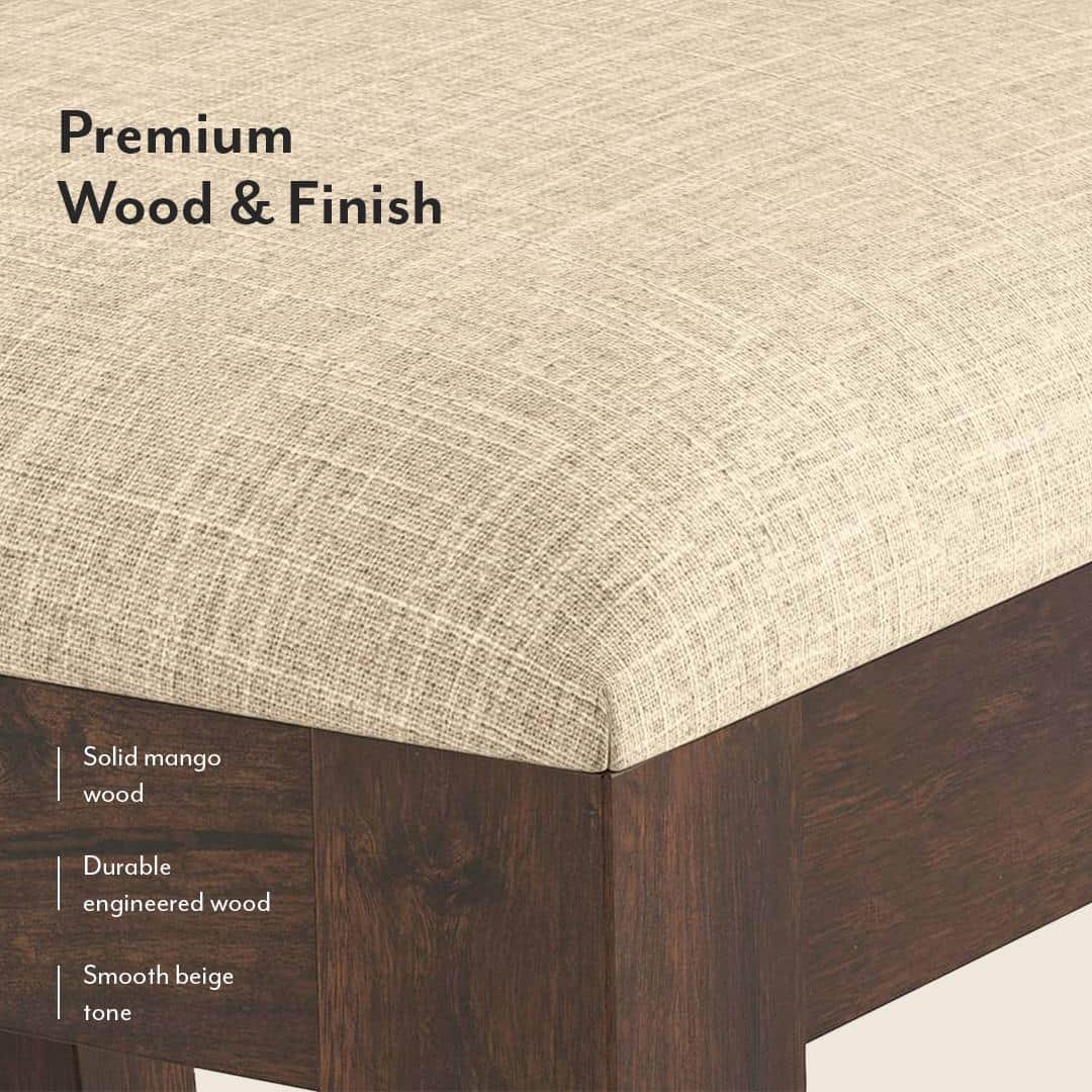 Mirasa Solid Wood Dining Chair Set Of 2 In Mango Walnut Finish With Sandshell Beige Fabric Colour