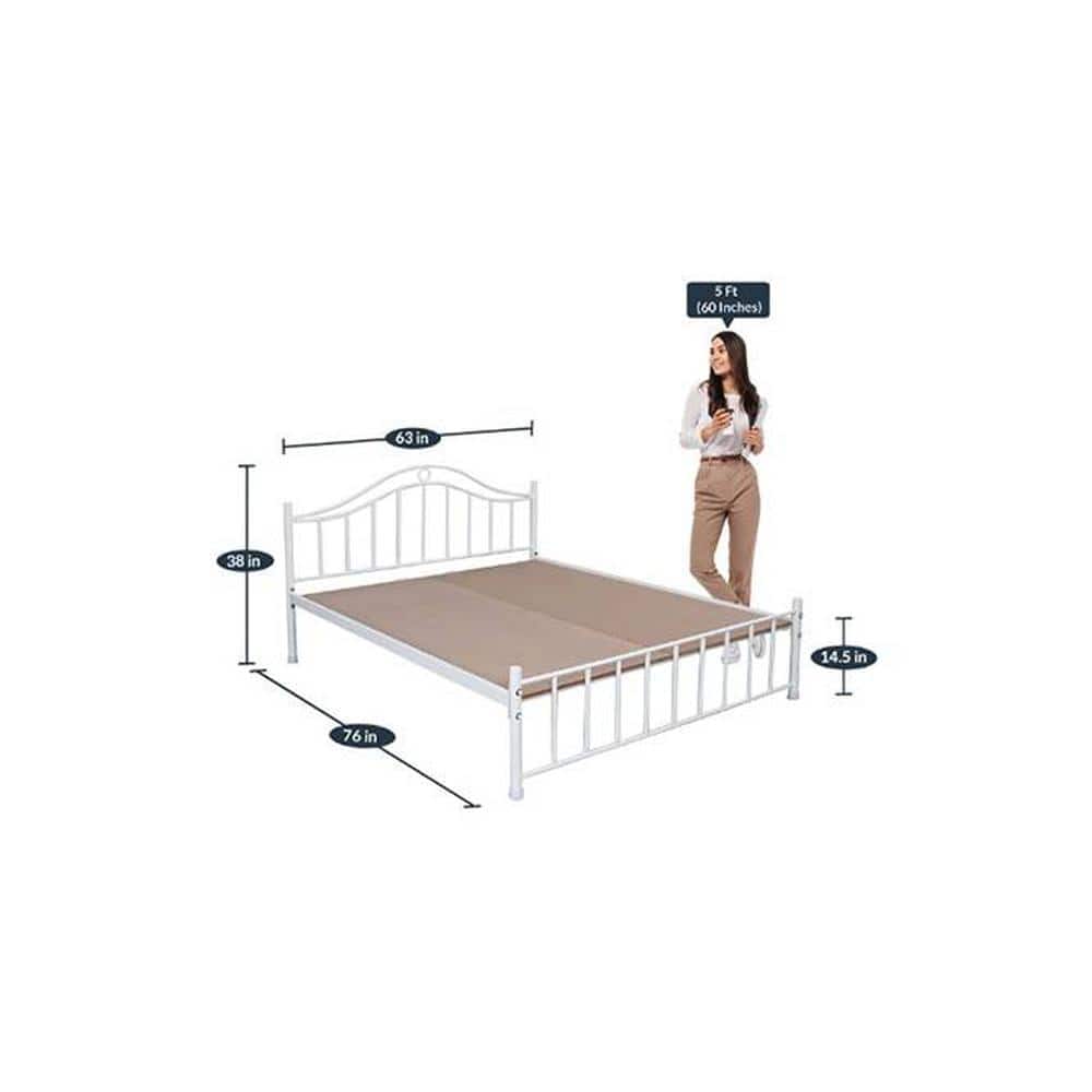 Morris Metal Queen Size Non Storage Bed In White Finish