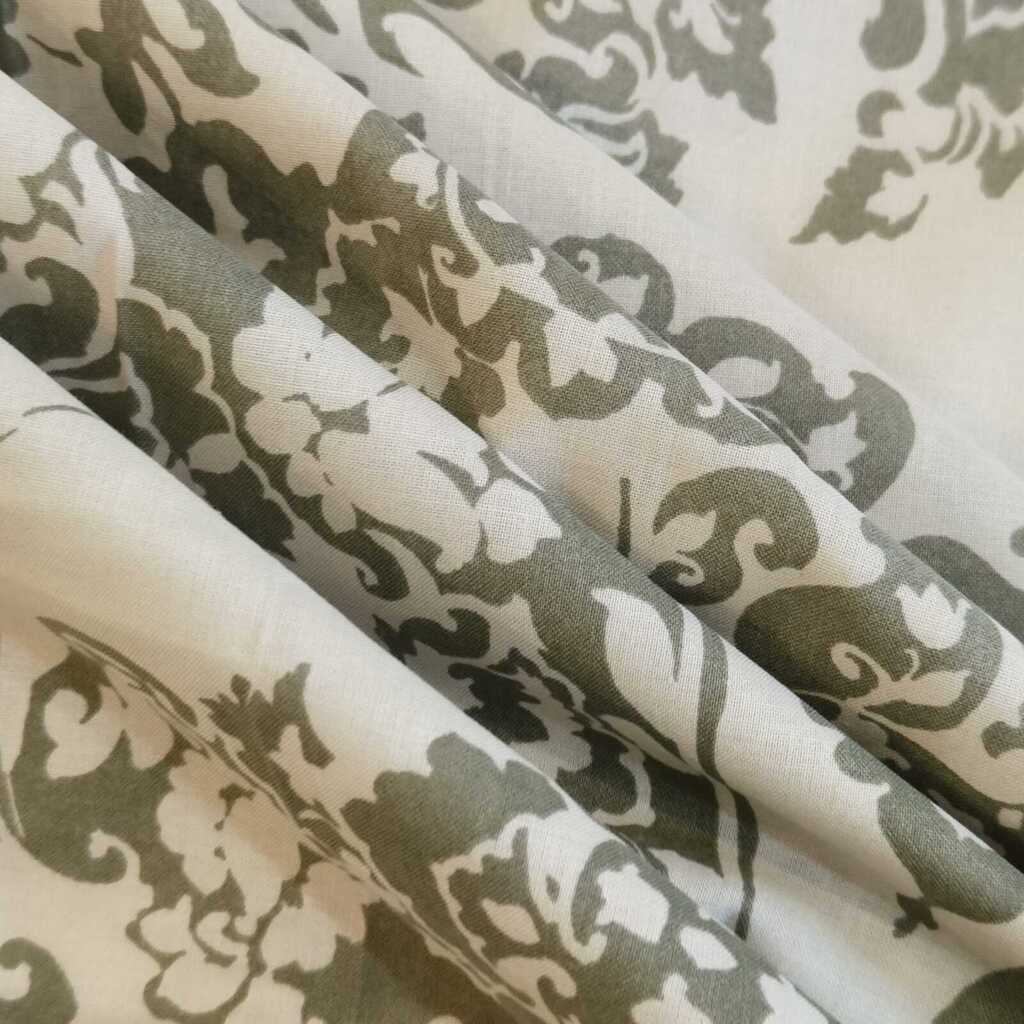 Off White & Green  Color Floral 400 TC Cotton Flat Super King Bed Size Bedsheet With 2 Pilllow Covers  Threads