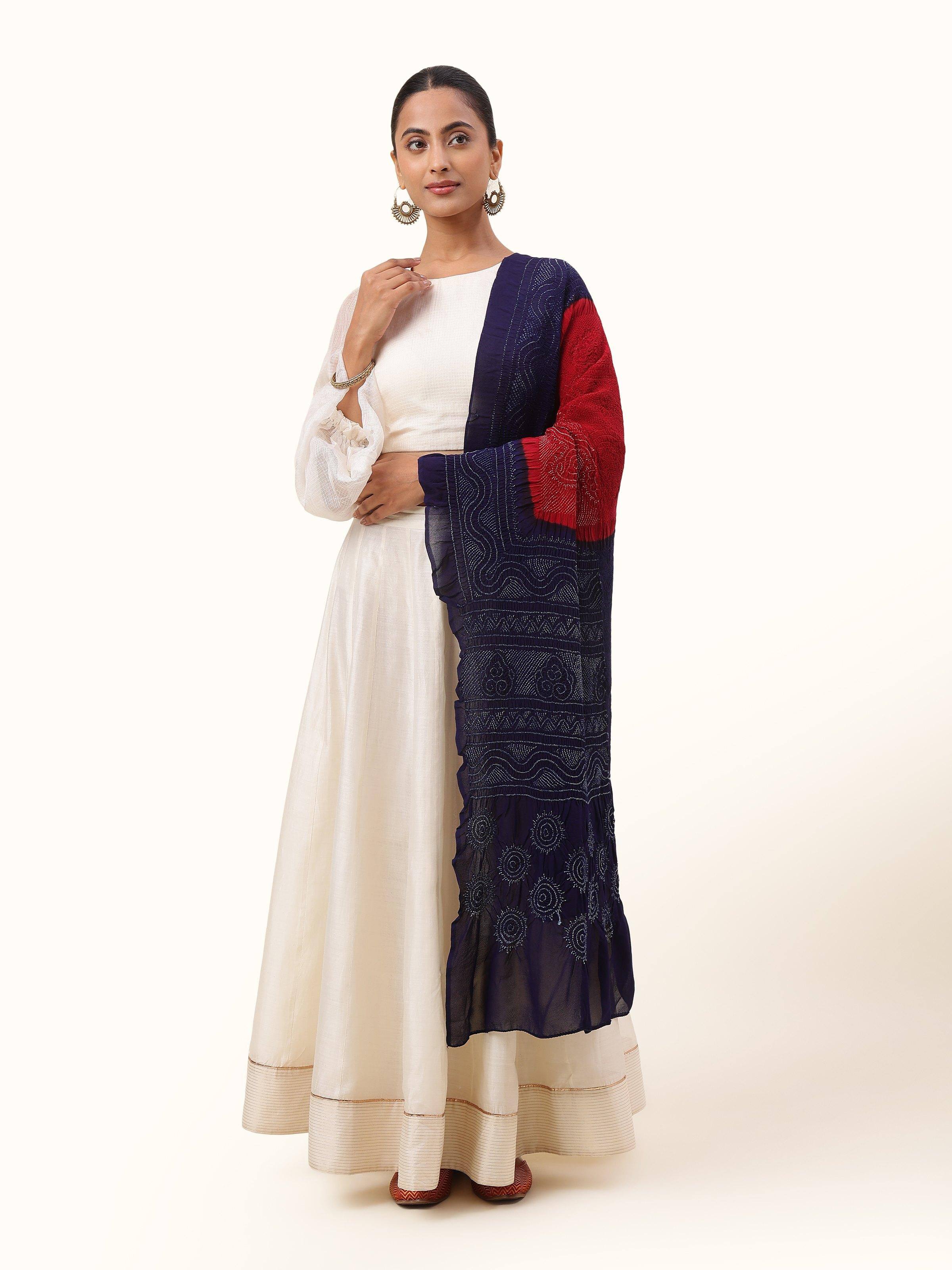 Blue Georgette Bandhani Tie & Dye Dupatta