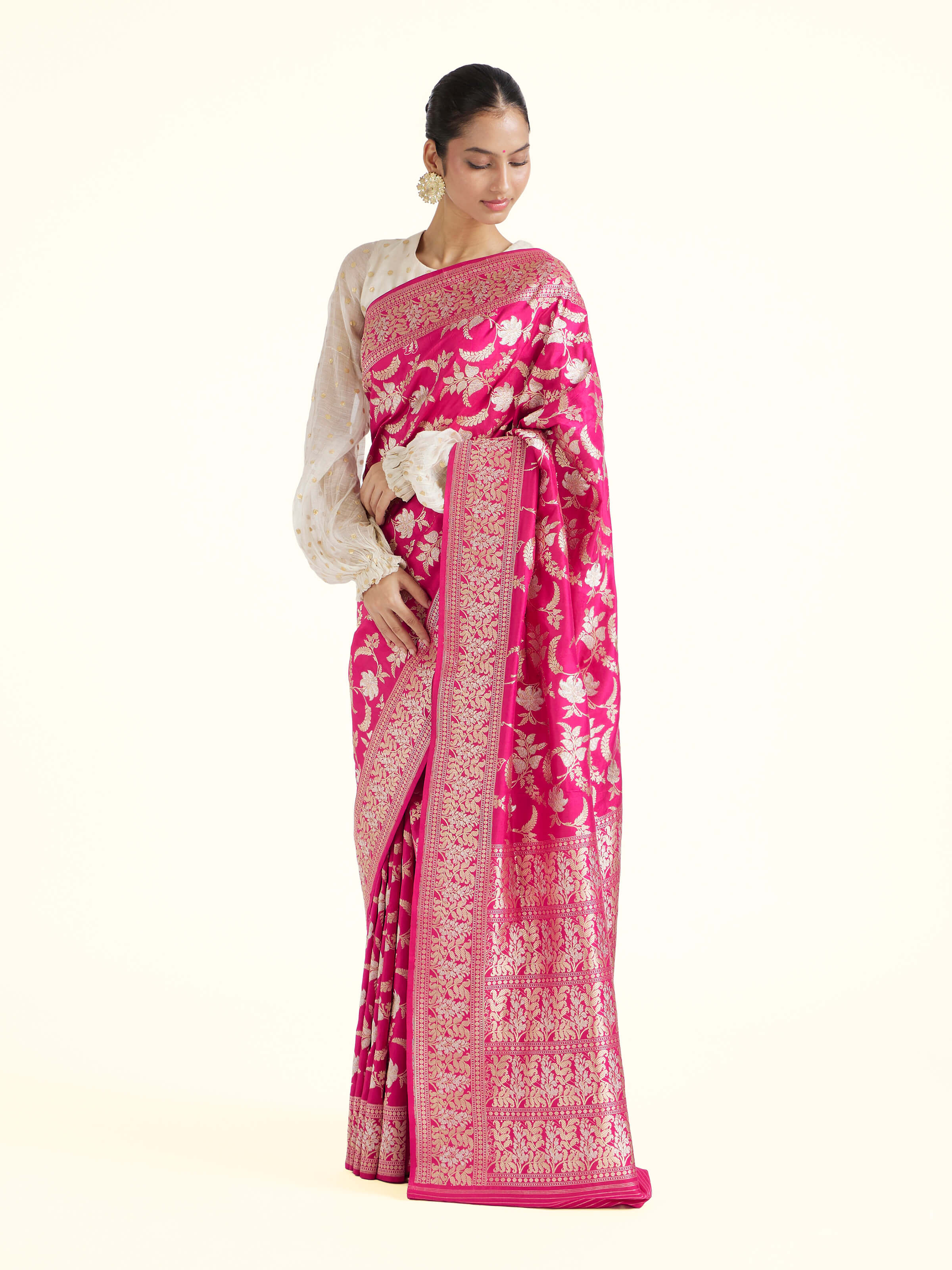 Pink Silk Banarasi Saree