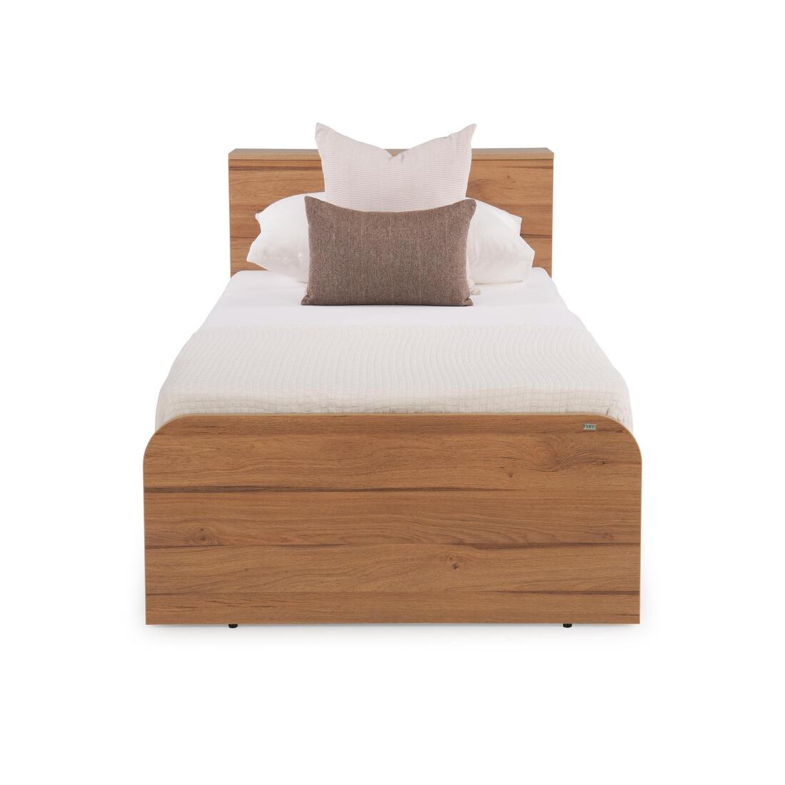 Vienta Engineered Wood Single  Size Bed With Box Storage (Oak Brown Finish)