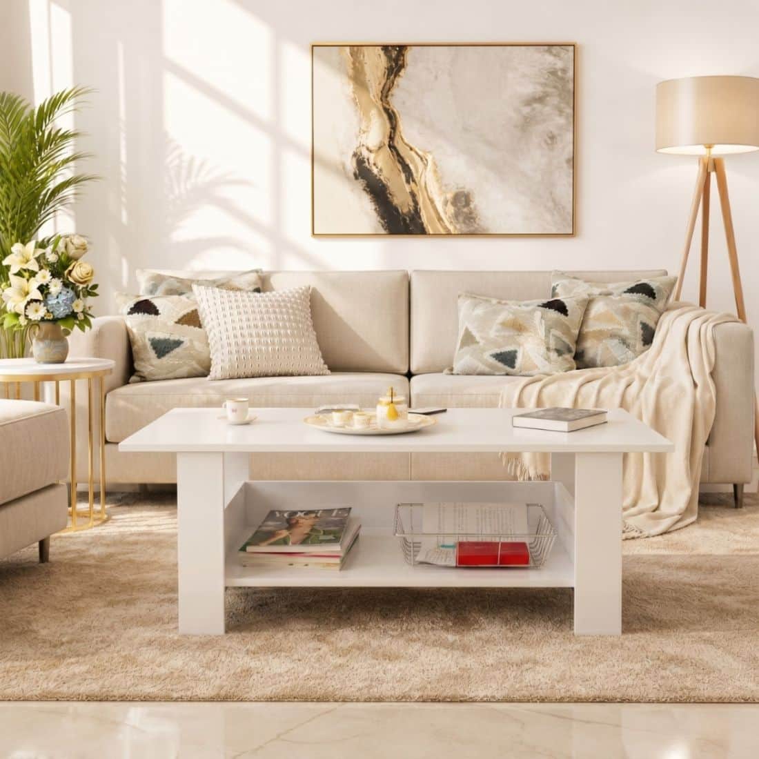 Spydercraft Gabriel Modern Coffee Table in White Finish - Spydercraft