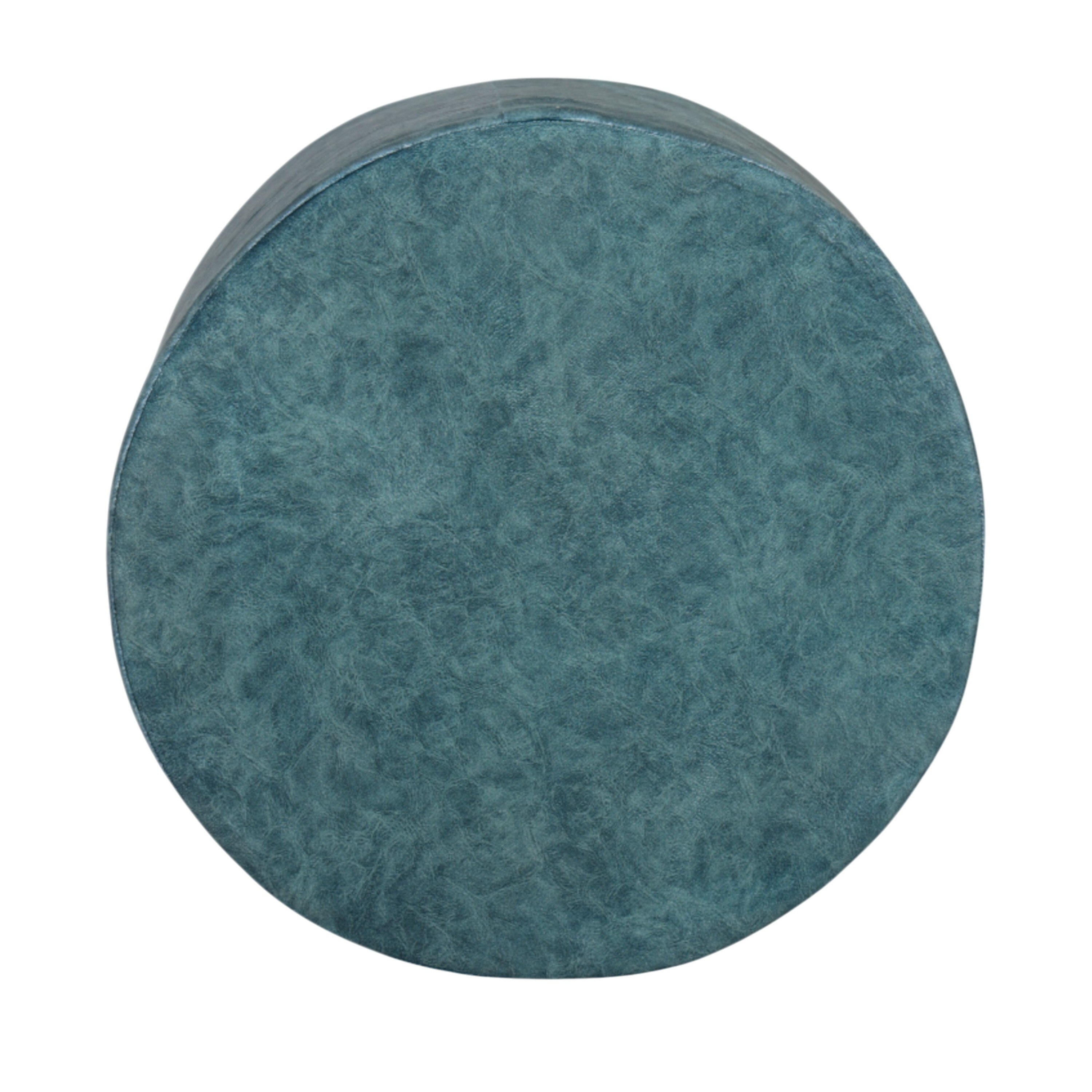 Lisbon Solid Wood Ottoman Pouffee in Textured Cyan Blue Jackard fabric