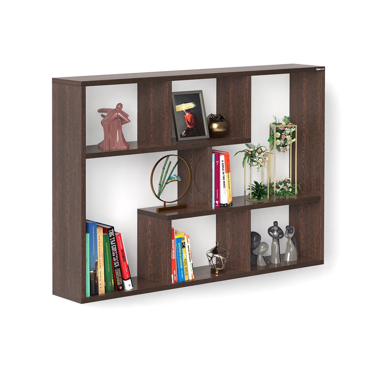 BLUEWUD Xude Engineered Wood Wall Mount Wall Shelf, Display Rack