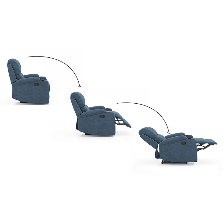 Dawson Fabric One Seater Manual Recliner in Coastal Blue Colour