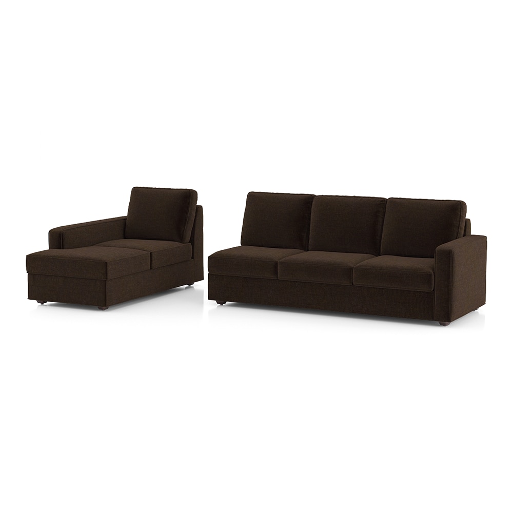 Apollo Sectional Fabric Sofa (Colour : Dark Earth , Seating Capacity : Left Aligned 3 Seater + Chaise + Ottoman  Cushion Type : Soft )