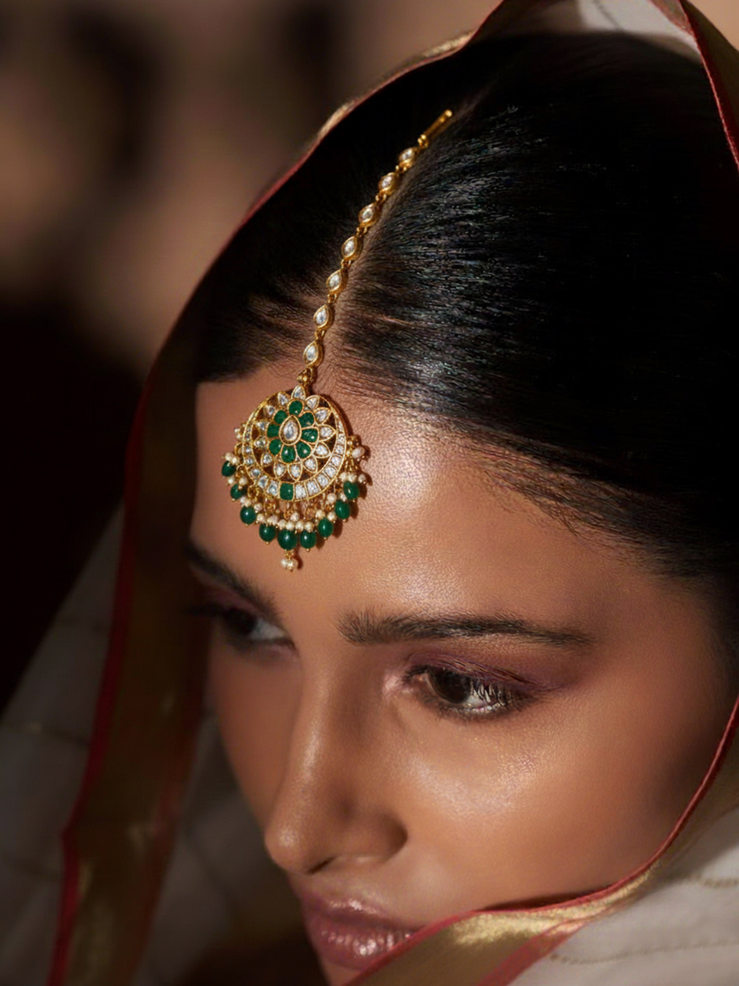 Lifestyle view of Guttapusalu Silver Maangtika