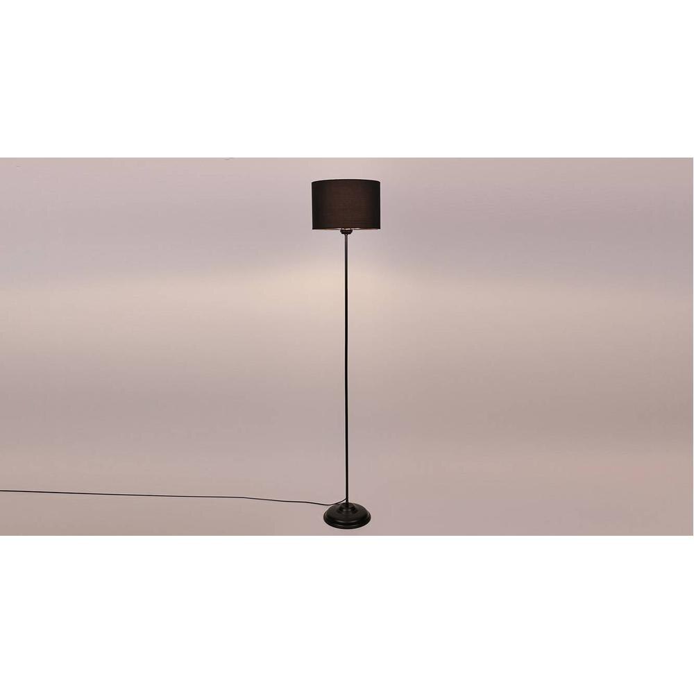Saul Black Cotton Shade Floor Lamp