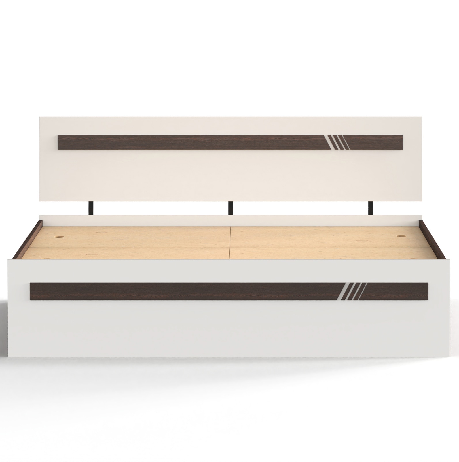 BLUEWUD Pollo Engineered Wood Queen Size Double Bed with Storage Box for Bedroom Home Furniture (Wenge & White)