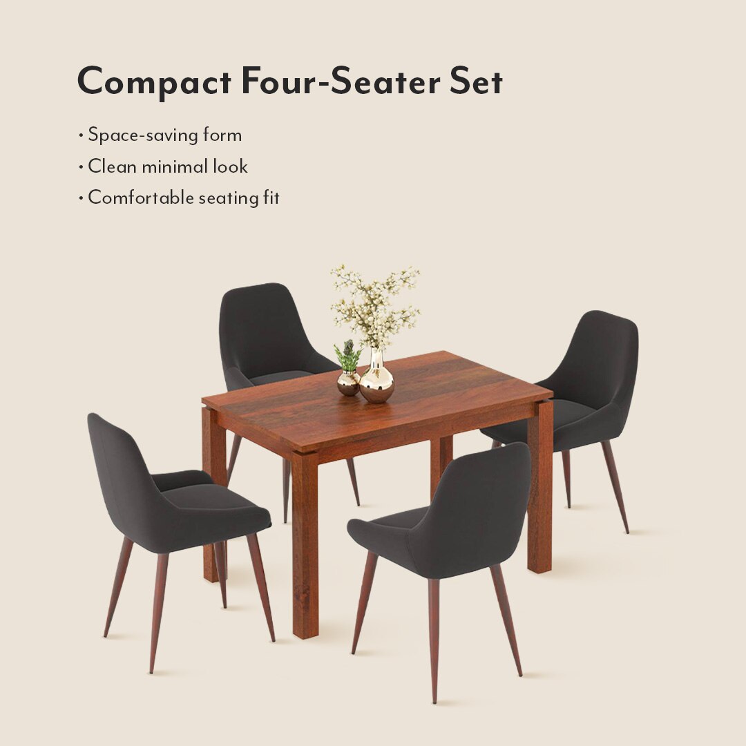 Atlas Solid Wood 4 Seater Dining Table With Rickman Lounge Chairs