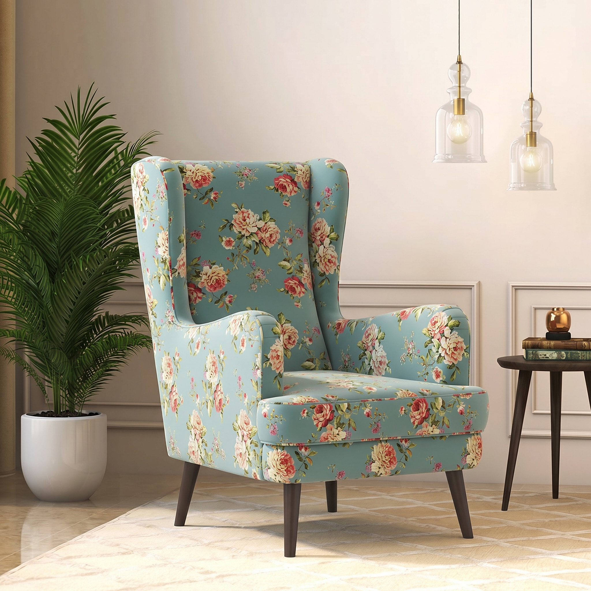 Genoa Lounge Chair In Dusty Teal Glamour Colour - Urban Ladder