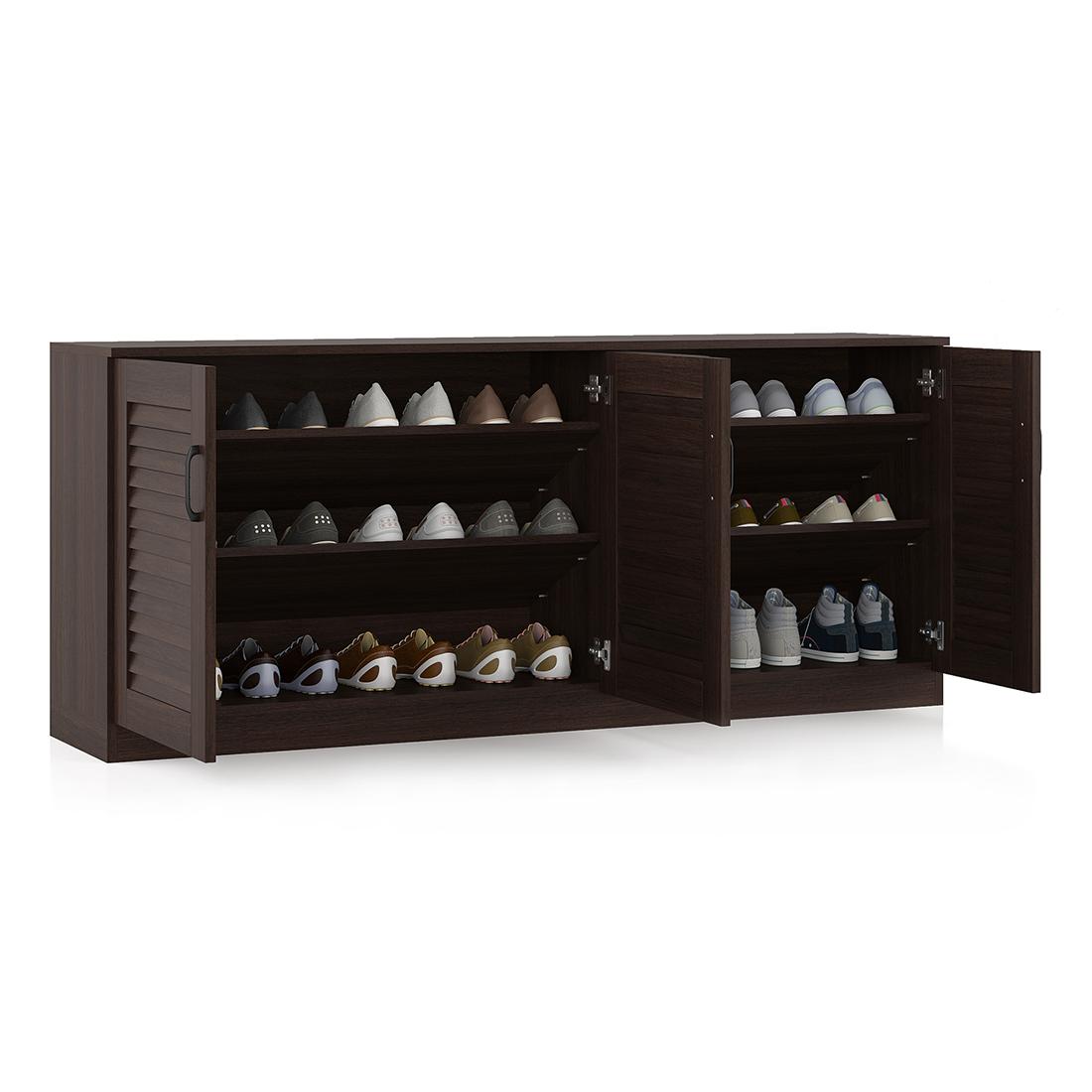 Bennis 21 Pair Shoe Rack in Dark Walnut Finish