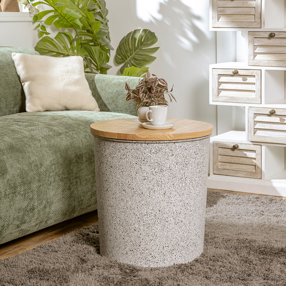 Mia Rubberwood Outdoor Coffee Table In Grey Finish - Living Shape
