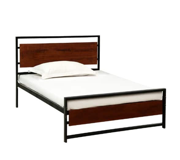 Palmer Metal Single Size Non Storage Bed In Provincial Teak Finish