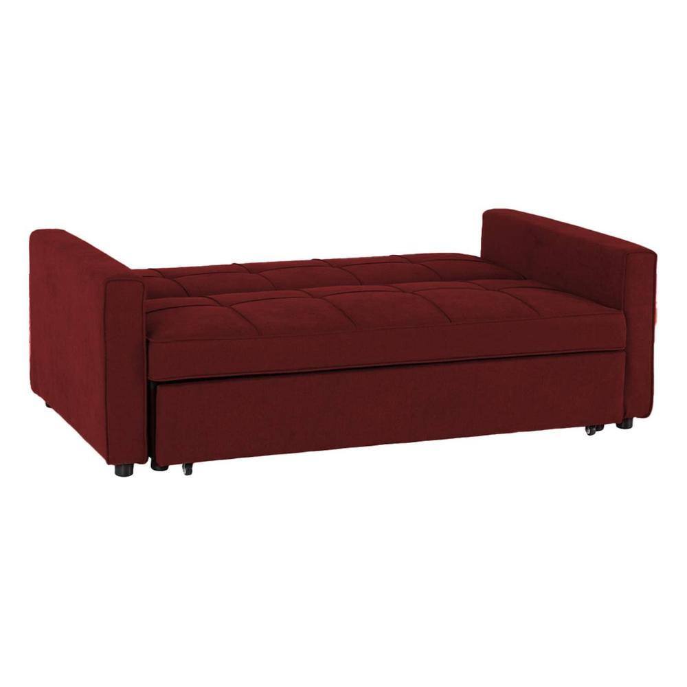 Medas 3 Pull Out Sofa Cum Bed In Maroon Colour