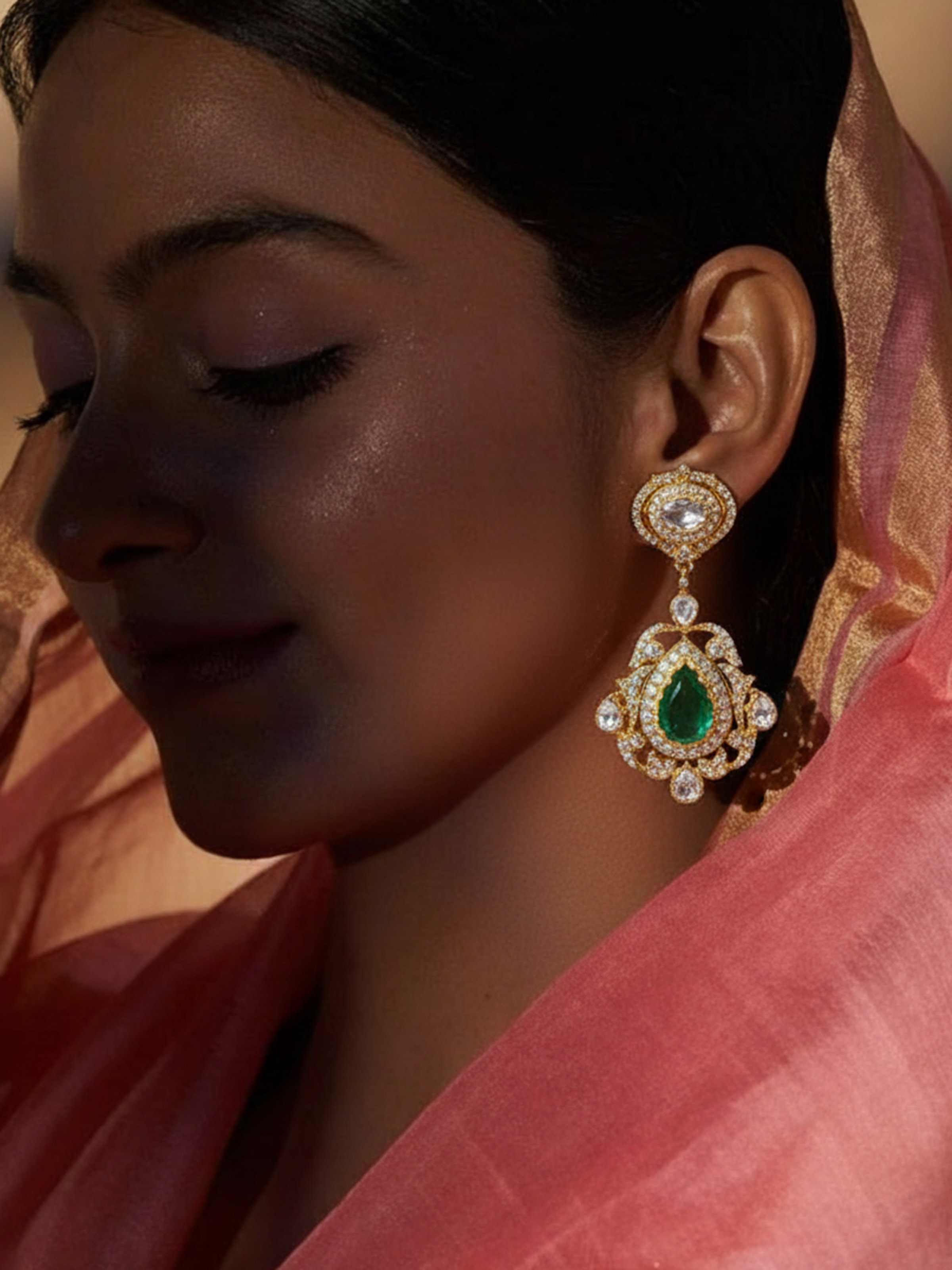 Silver smithing drop earrings worn on ears – Swadesh